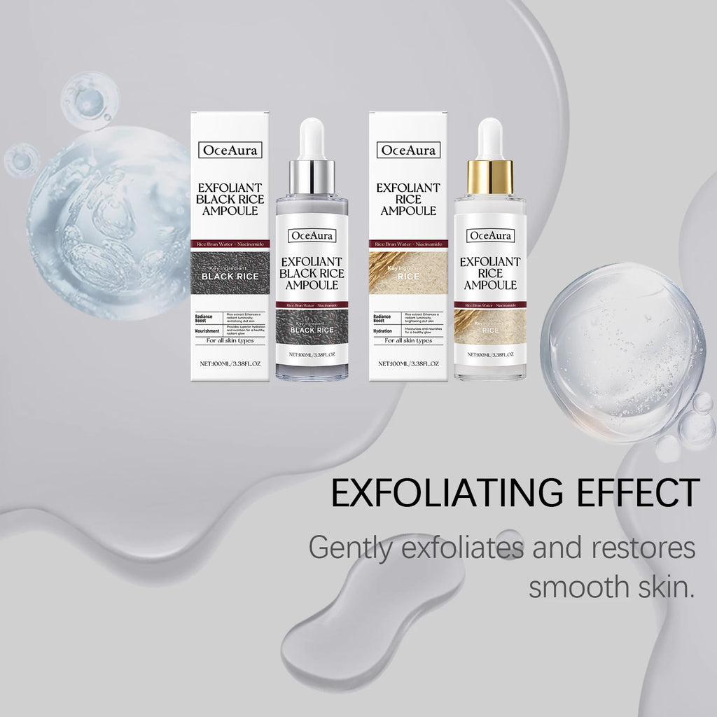 100ML Rice Brightening Exfoliating Ampoule Gentle Cleaning Face Essence Softening Smoothing Boost Radiance Daily Facial Serum Oasis Select