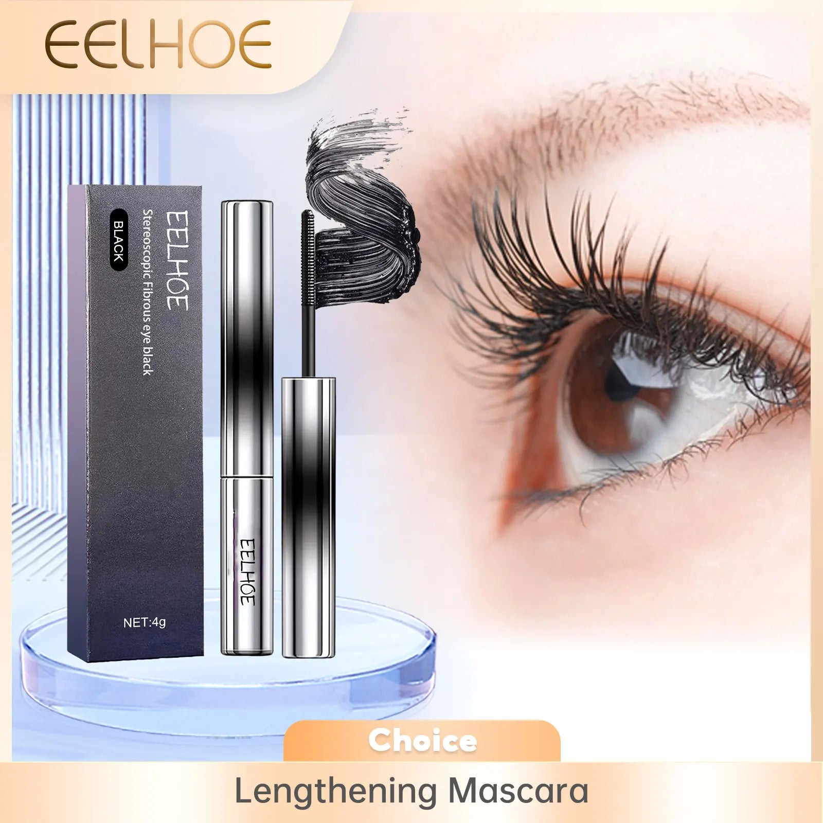 EELHOE Silk Fiber Mascara – Curling, Lengthening, Waterproof 4g Waterproof Mascara Oasis Select