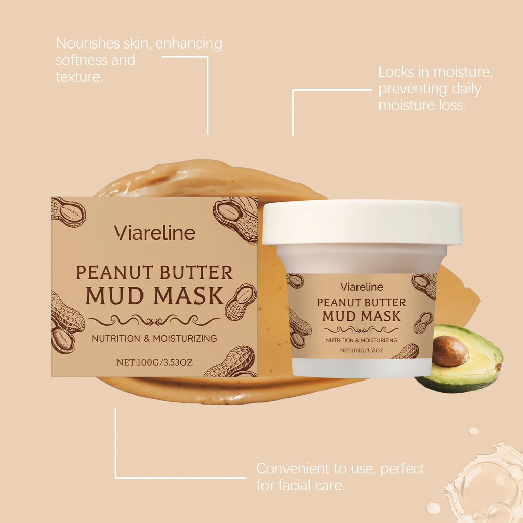 100G Peanut Butter Face Clay Mask Cleaning Pore Dirts Enhance Smoothness Reduce Dryness Improve Skin Texture Facial Mud Mask Oasis Select