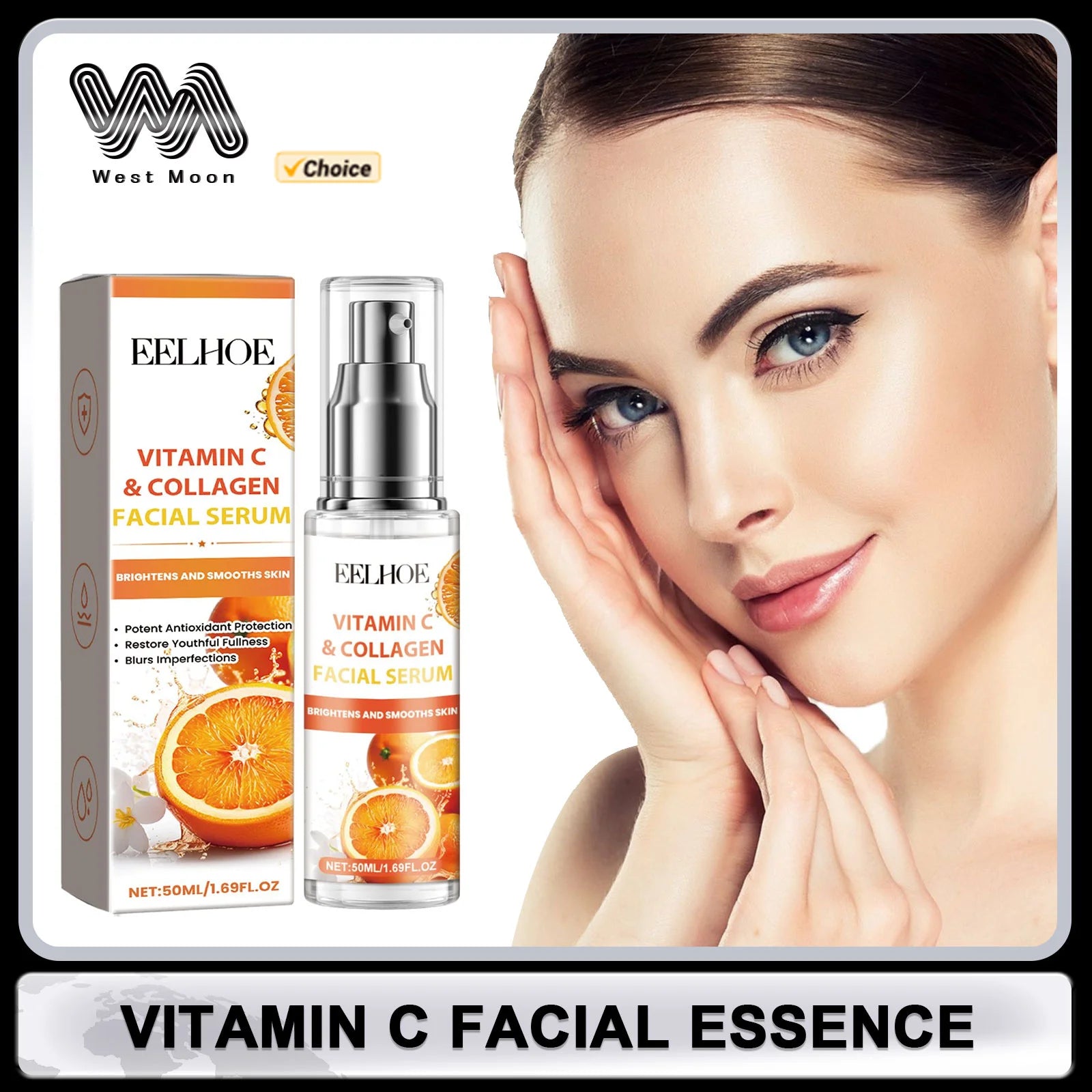 Vitamin C Facial Essence Shrinking Pores Oil Control Firming Skin Moisturizing Improving Puffiness Skin Care Collagen Face Serum Oasis Select