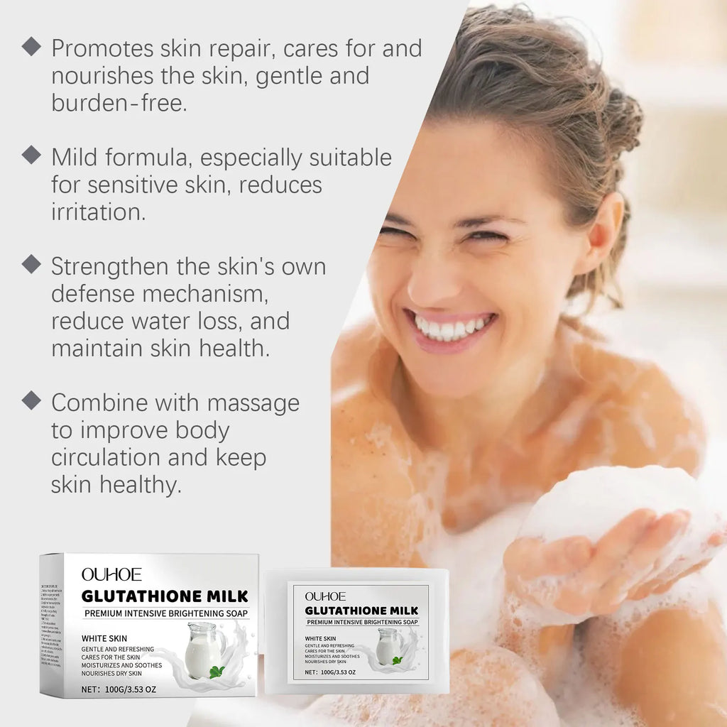 100G Glutahione Milk Body Soap Gentle Cleaning Pores Moisturizing Reduce Dryness Non-tight Enhance Smoothness Body Bathing Soap Oasis Select