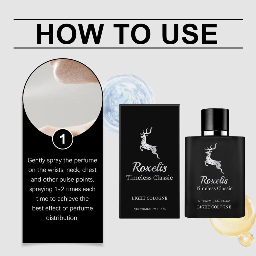 Roxelis Classic Cologne Pheromone Flirting Romantic Dating Atmosphere Lasting Light Fragrance Refreshing Men Gift Woody Perfume Oasis Select