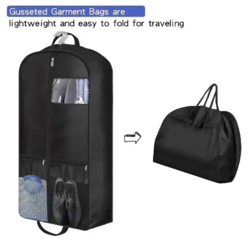 Travel Suit Bag with Zipper Closure, Gusseted Hanging Clothes Storage Organizer and Pocket for Shirts, Coats, Dresses Oasis Select