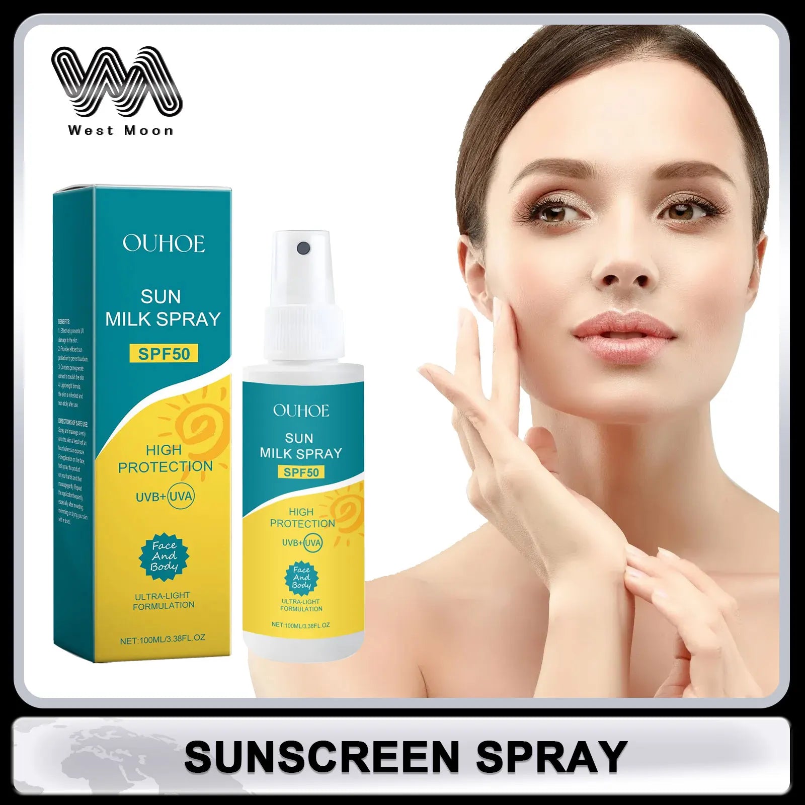 Anti UV Sunscreen Spray Prevent Sunburn High Isolation Waterproof Sweat Proof Fast Absorbe Moisturizing Protection for Skin Care Oasis Select