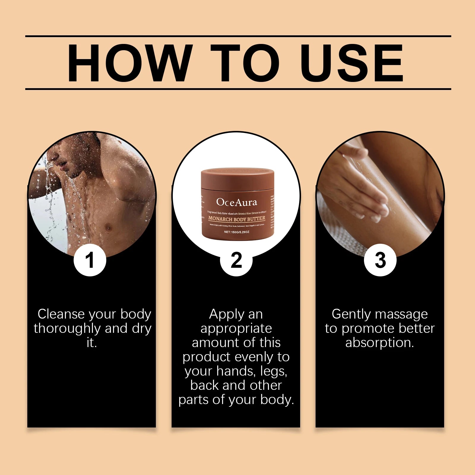 150G Men's Body Moisturizing Cream Deep Nourishing Softening Skin Lightweight Non-greasy Smoothing Soften Men's Body Lotion Oasis Select
