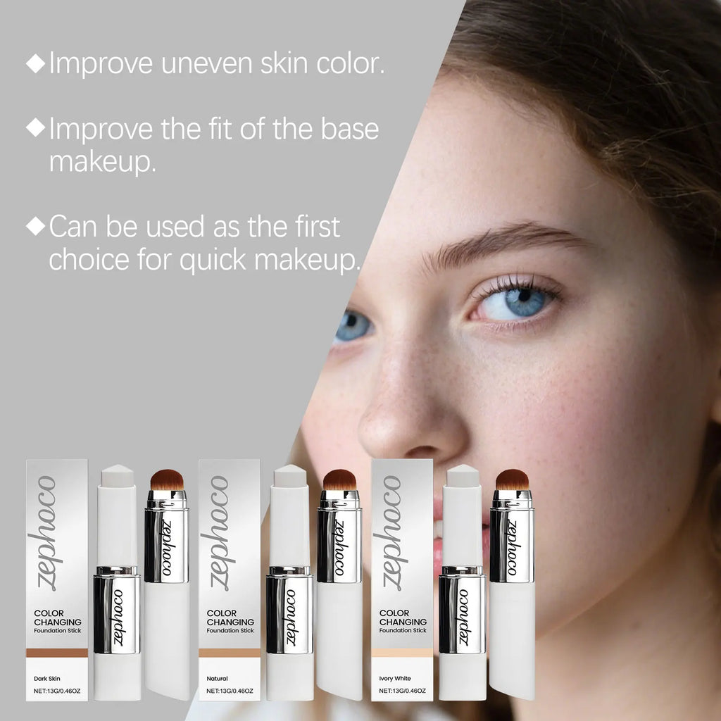 2-in-1 Color Changing Makeup Foundation Stick Moisturizing Brightening Matte High Concealer Lightweight Long Lasting Base Makeup Oasis Select