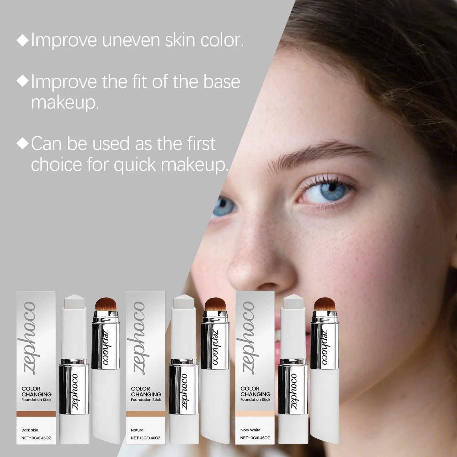2-in-1 Color Changing Makeup Foundation Stick Moisturizing Brightening Matte High Concealer Lightweight Long Lasting Base Makeup Oasis Select