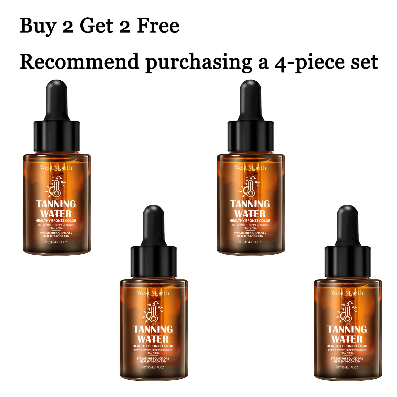 30ml Body Tanning Serum Summer Outdoor Moisturizing Sunless Tanning Enhance Health Gloss Smoothing Natural Bronze Wheated Non-sticky Tanning Serum Oasis Select 4 pcs United States