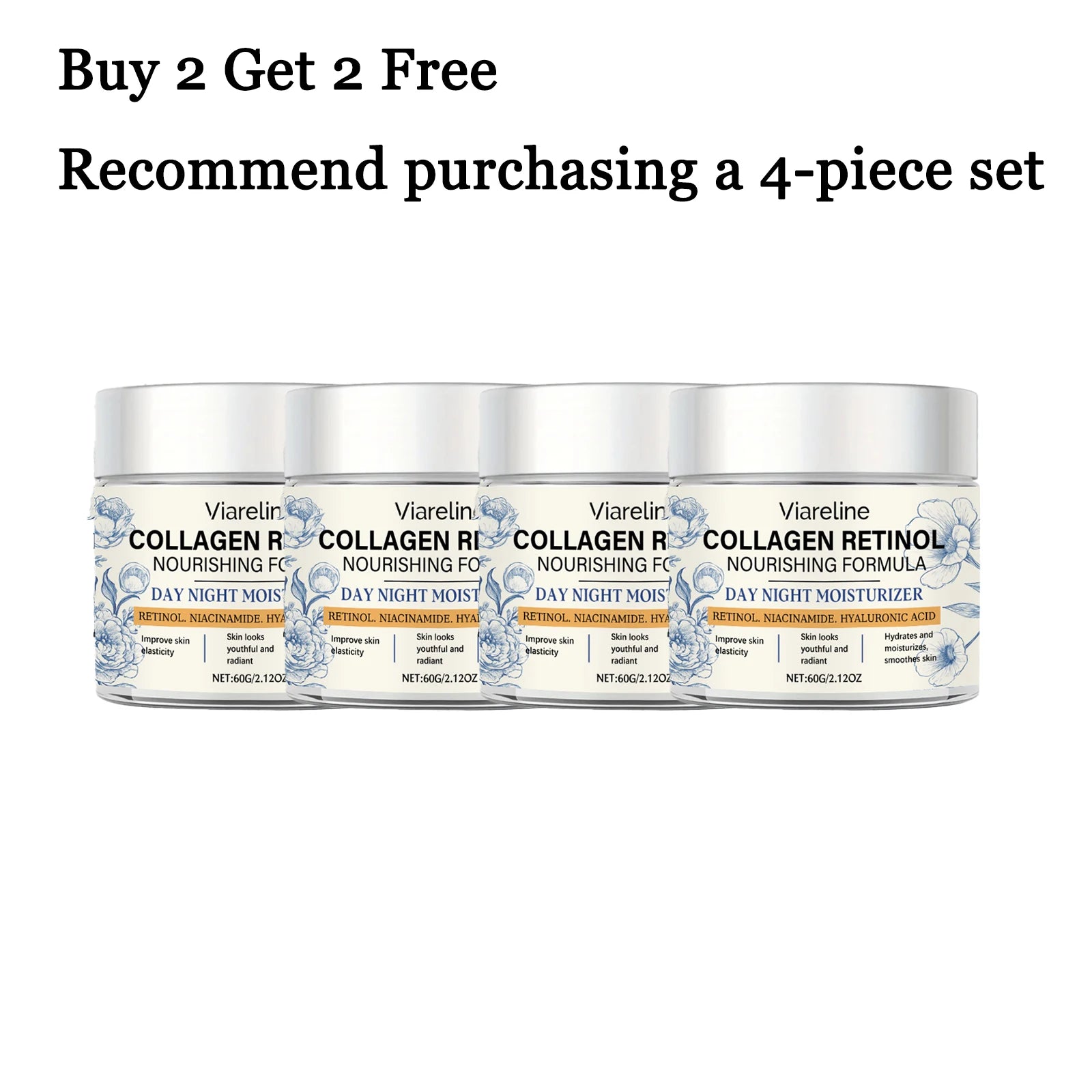 60G Retinol Face Cream Gentle Moisturizing Enhance Skin Elasticity Improve Smoothness Nourishing Anti-aging Glowing Facial Cream Oasis Select 4 pcs United States