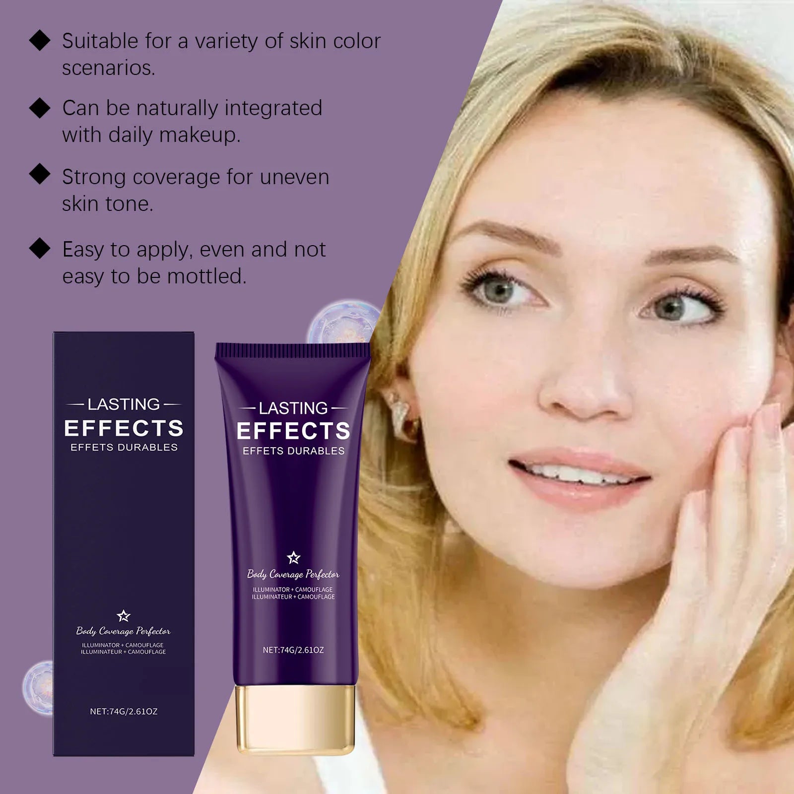 74g High Concealer for Face and Body Full Coverage Acne Scars Spot Concealer Moisturize Light Oil Control Crease-Proof Concealer Oasis Select