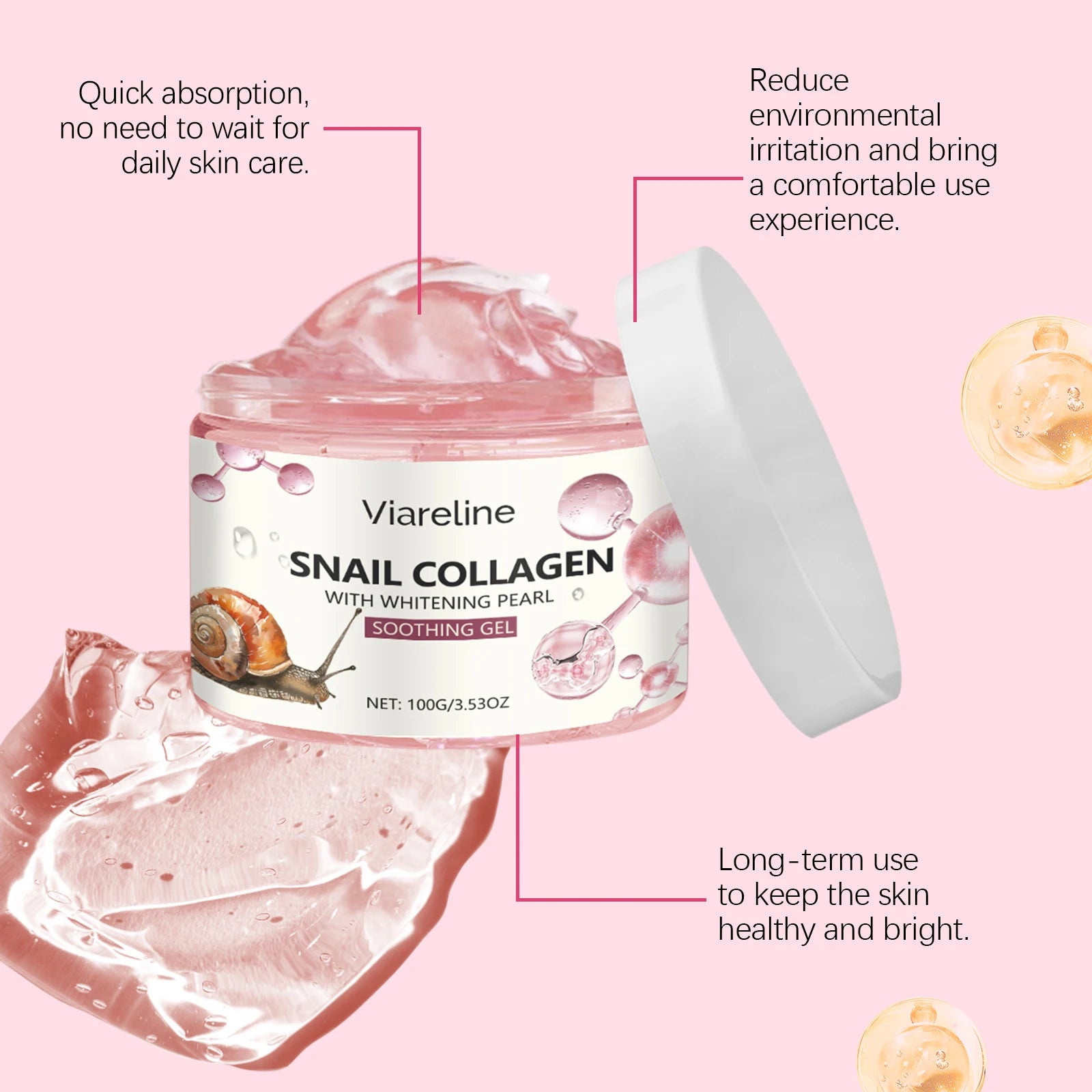 Viareline Moisturizing Face Gel Nourishing Skin Whitening Reduce Dryness Remove Wrinkle Smoothing Softening Face Soothing Gel Oasis Select