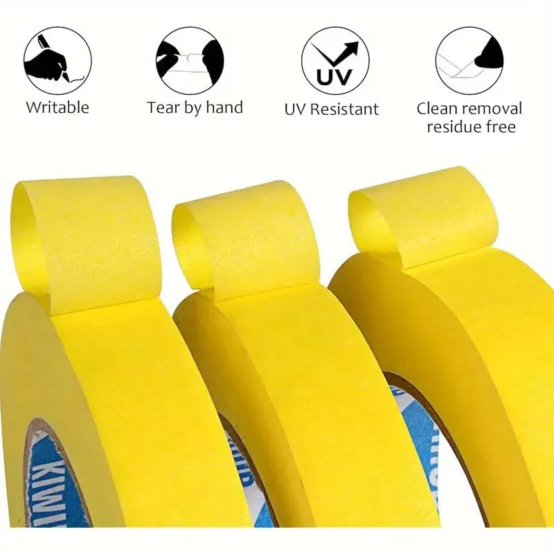 2pcs 13mm Yellow Masking Tape Adhesive Tape Textured Paper Car Paint Decoration Seamless Hand Tear Without Mark For Painting Oasis Select