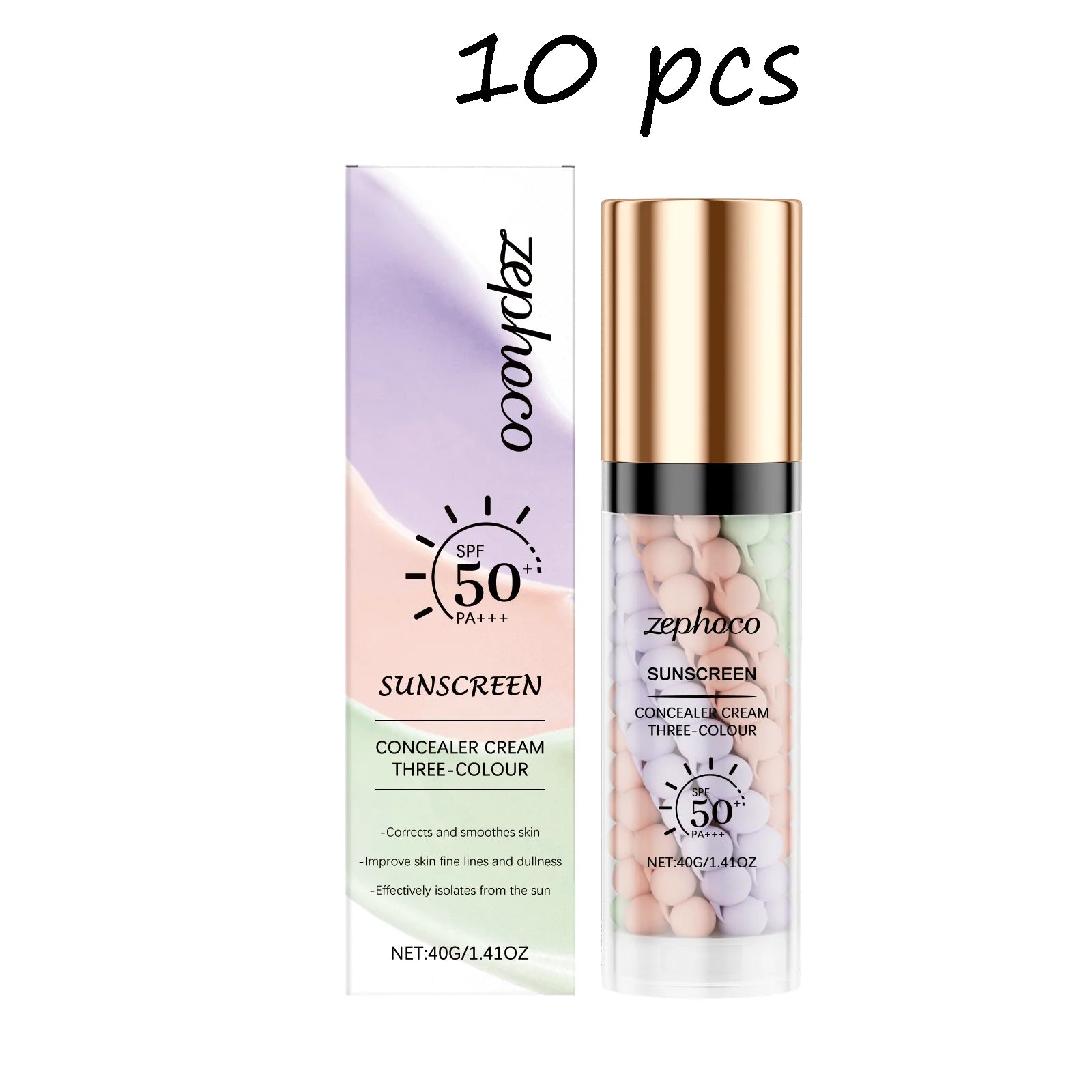 Zephoco 3 Colors Makeup Concealer Sunscreen Light Invisible Pores Moisturizing Non-greasy Breathable Light Concealer Cream Oasis Select buy 4 free 6 United States