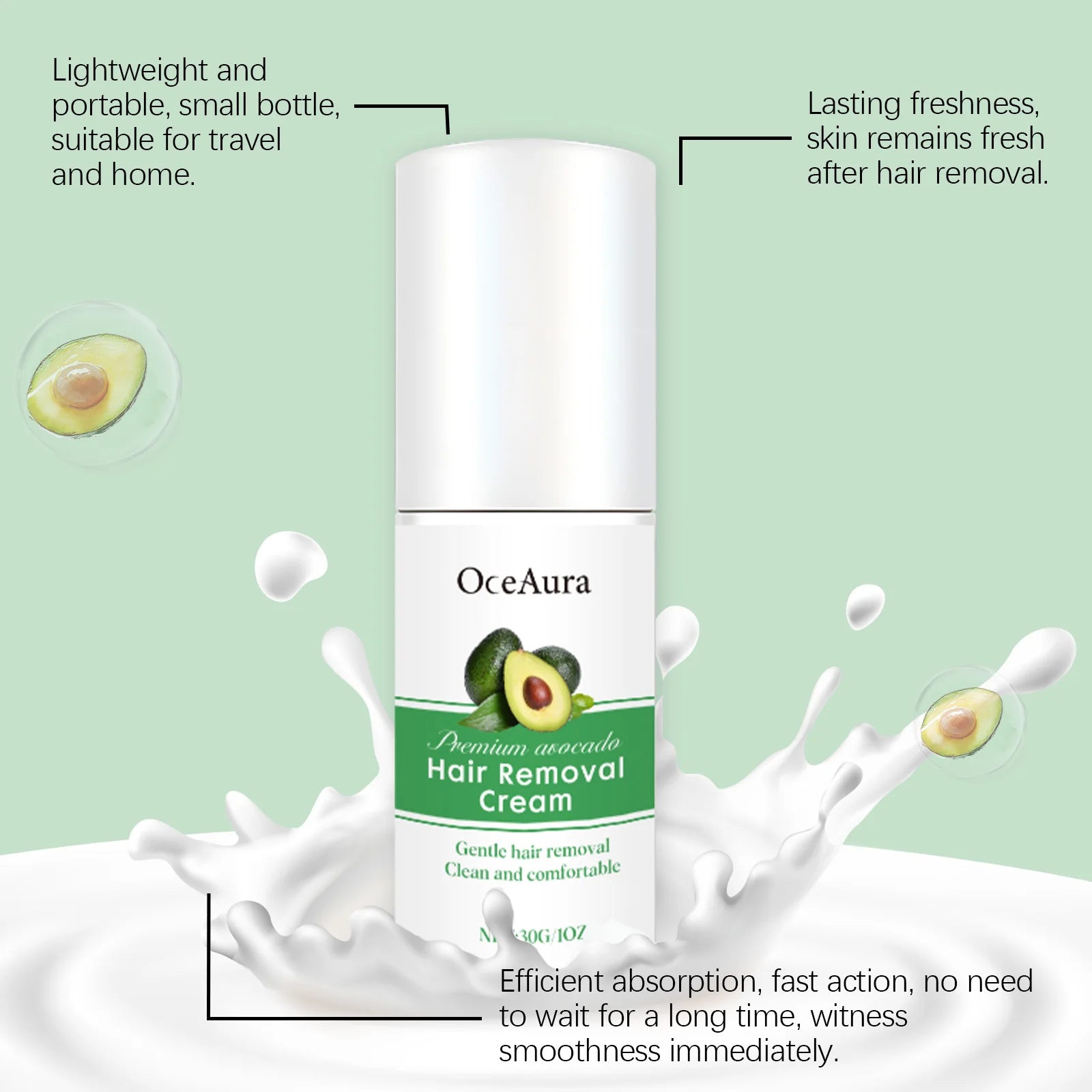 30G Avocado Hair Removal Cream Gentle Cleaning Pore Non-irritating Enhance Smoothness Soothing Discomfort Hair Remove Lotion Oasis Select