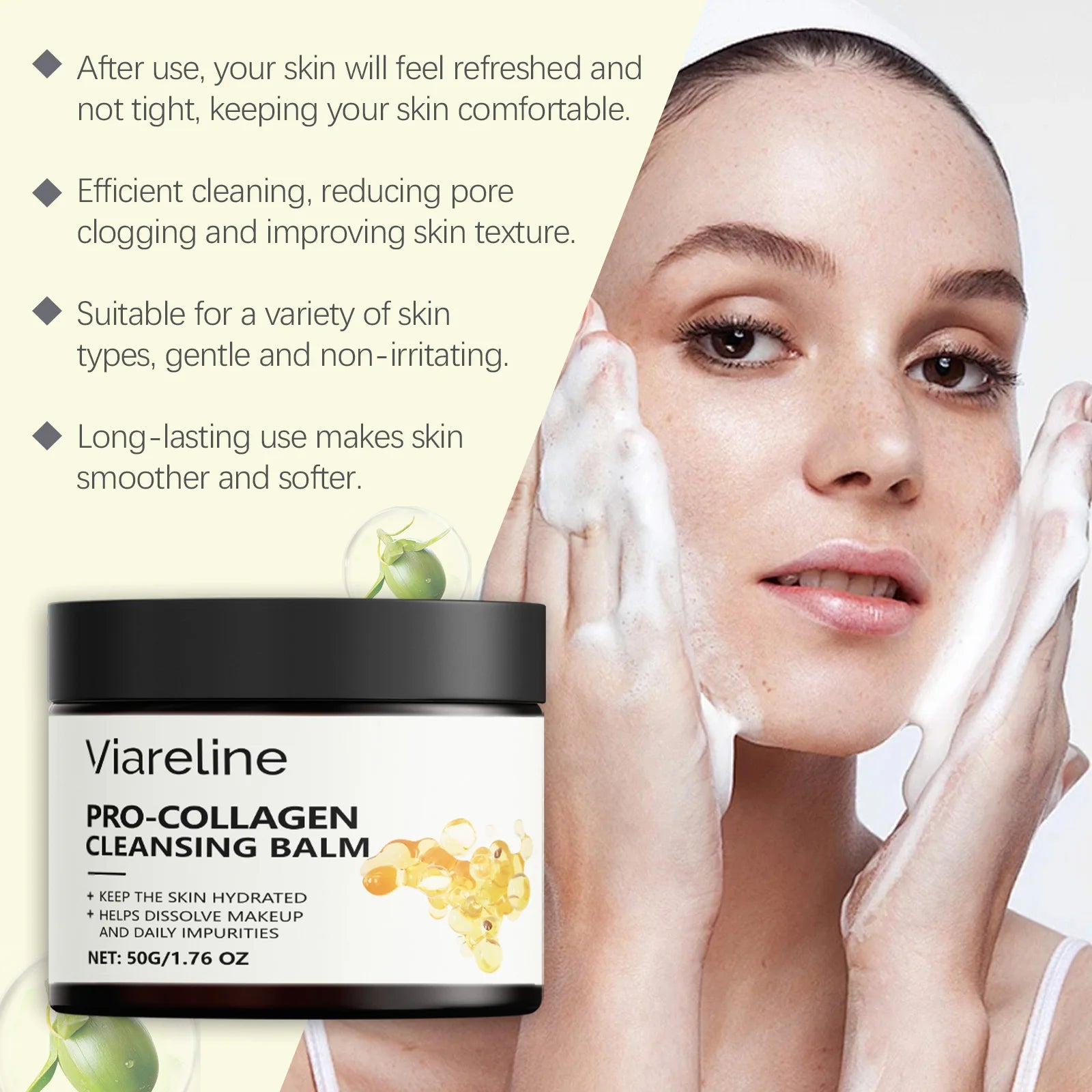Collagen Face Makeup Remove Cream Gentle Cleaning Non-irritating Quick Dissolve Makeup Refreshing Oil Control Face Makeup Remove Oasis Select