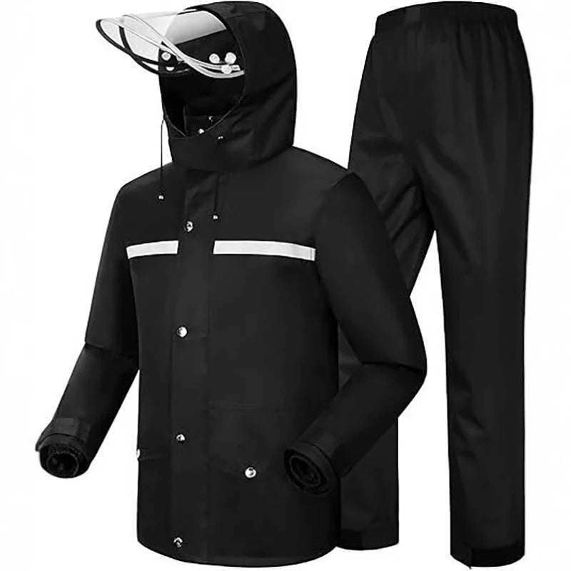 Men's Raincoat and Rain Pants Set Two-Piece Long Full-Length Rainproof Raincoat for Electric Motorcycles Delivery Rides Oasis Select raincoat M