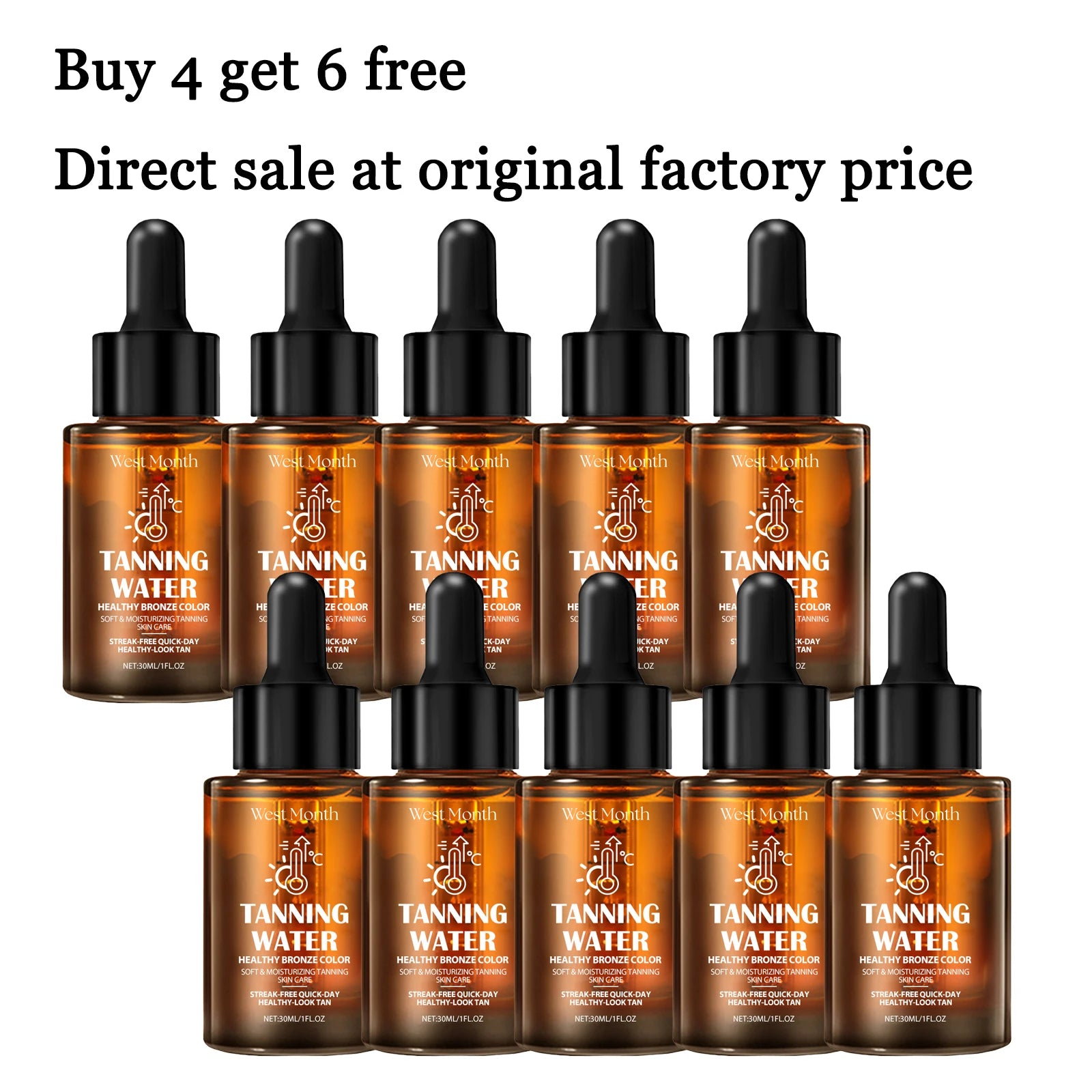 30ml Body Tanning Serum Summer Outdoor Moisturizing Sunless Tanning Enhance Health Gloss Smoothing Natural Bronze Wheated Non-sticky Tanning Serum Oasis Select 10 pcs United States