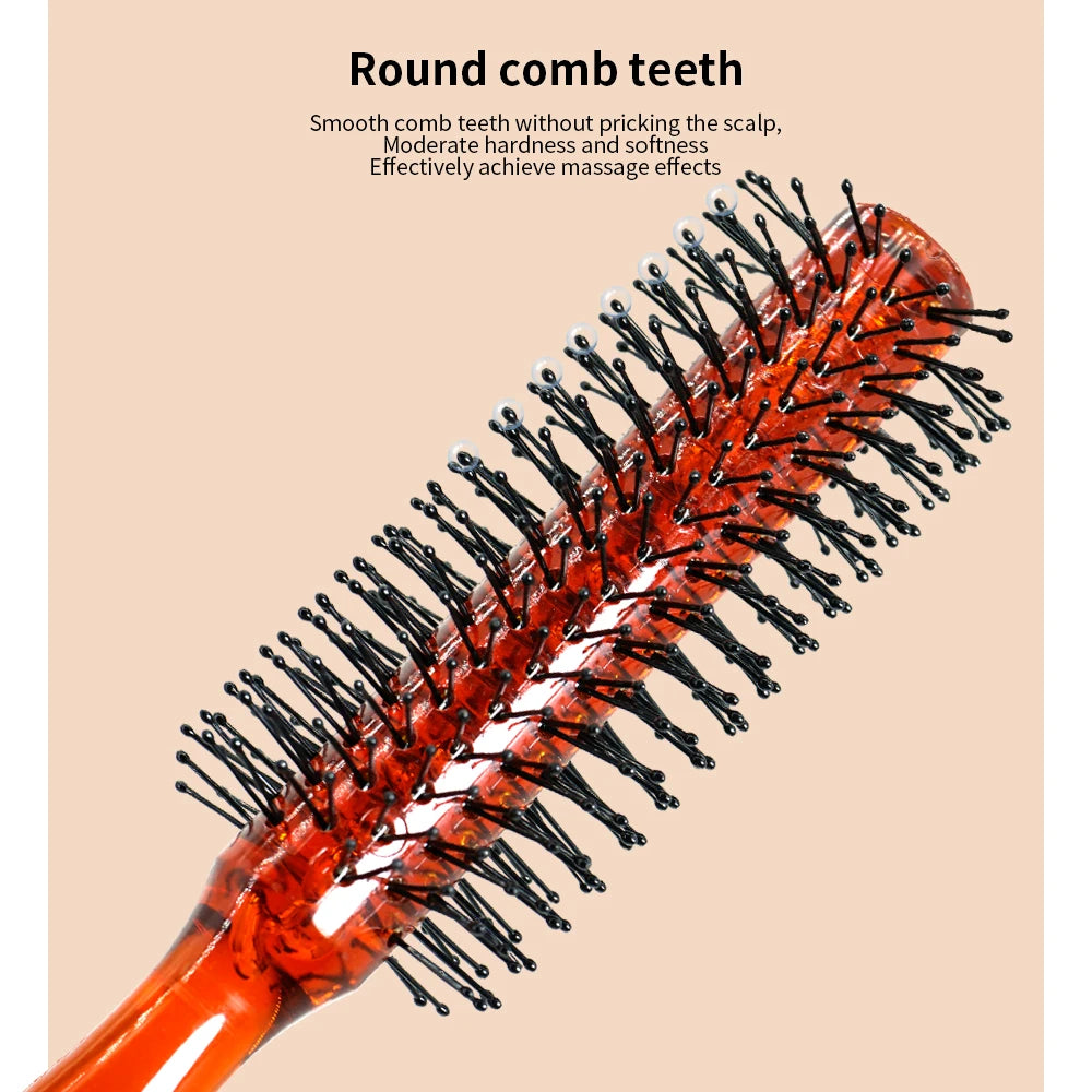 Plastic Handle Soft Bristles Round Brush Anti-Static Comb Massager Hairbrush Dressing Professional Salon Barber Comb Stying Tool Oasis Select