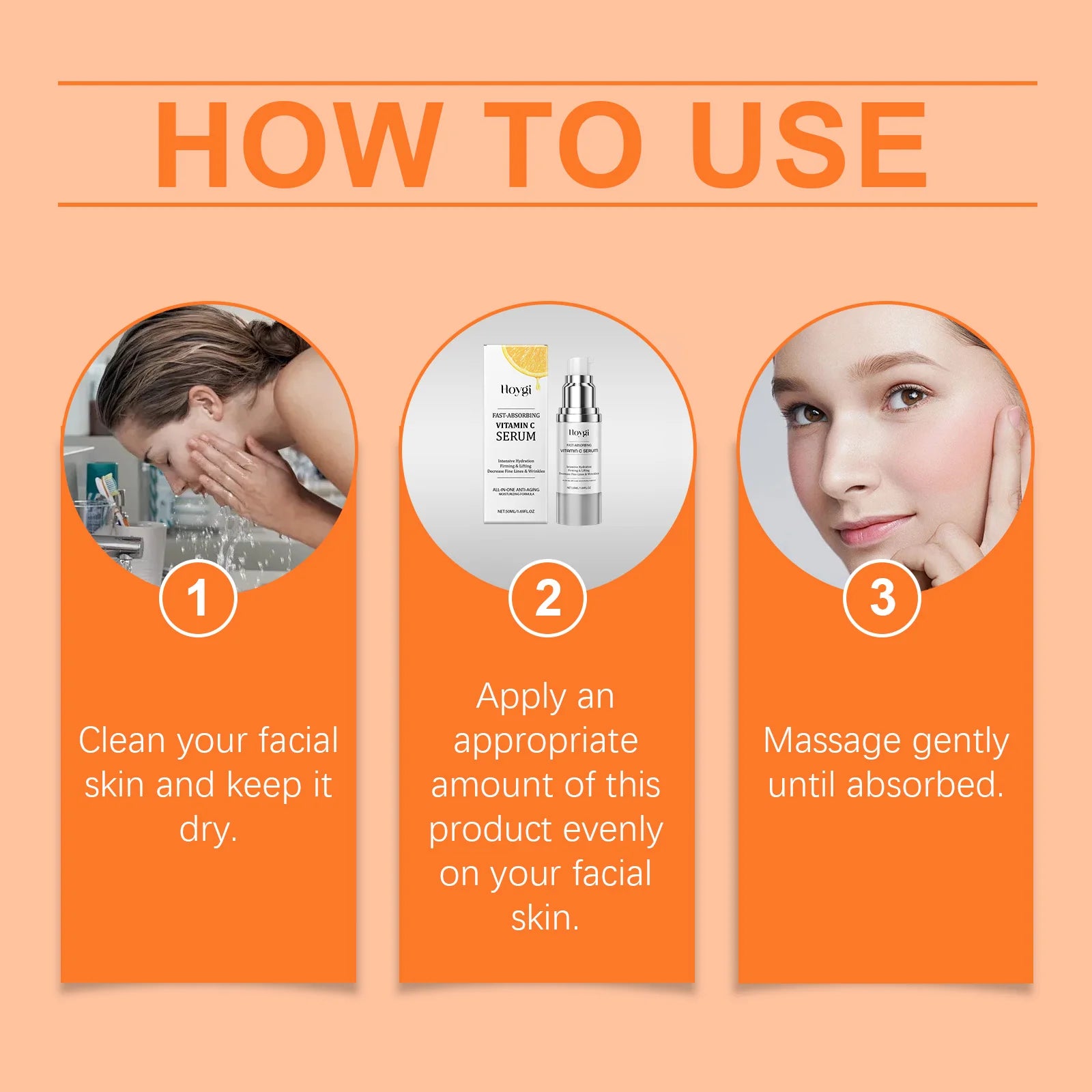 Hoygi Vitamin C Face Serum Moisturizing Reduce Fine Lines Shrink Pores Lifting Non-greasy Brightening Skin Tone Facial Serum Oasis Select