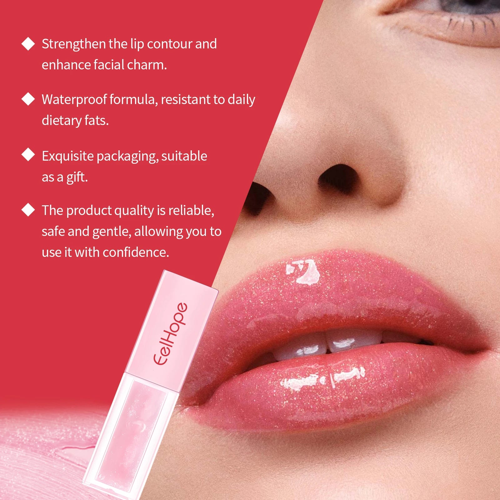4ML Lip Gloss Moisturizing Reduce Lip Lines Improve Skin Texture Lasting Bright Color Restoring Gloss Non-sticky Beauty Makeup Lip Balm Oasis Select