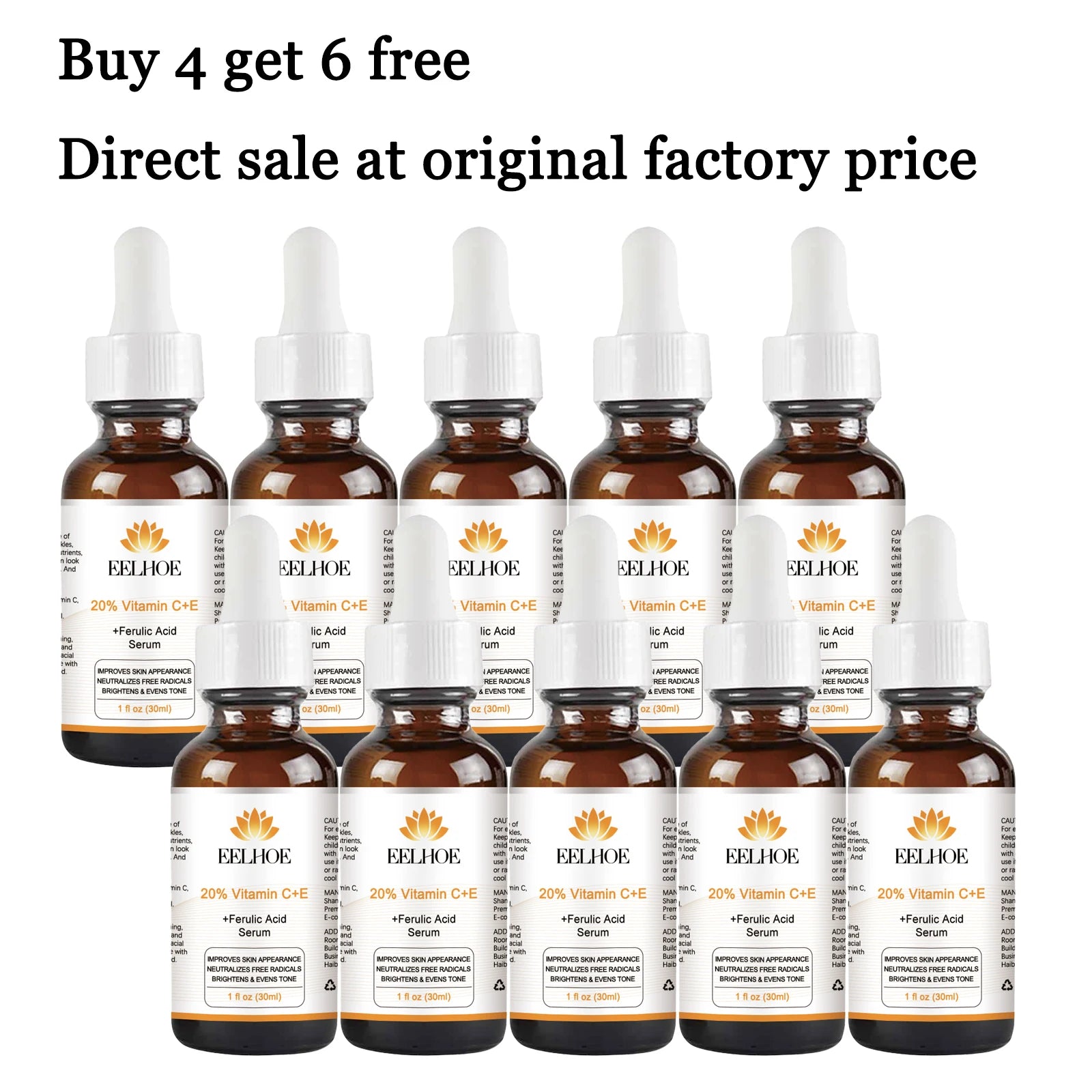 30ML Vitamin C+E Serum Deep Moisturizing Repairing Dryness Enhance Smoothness Glowing Improve Skin Texture Boosts Skin Elasticity Non-sticky Face Serum for All Skin Types Oasis Select 10 pcs United States