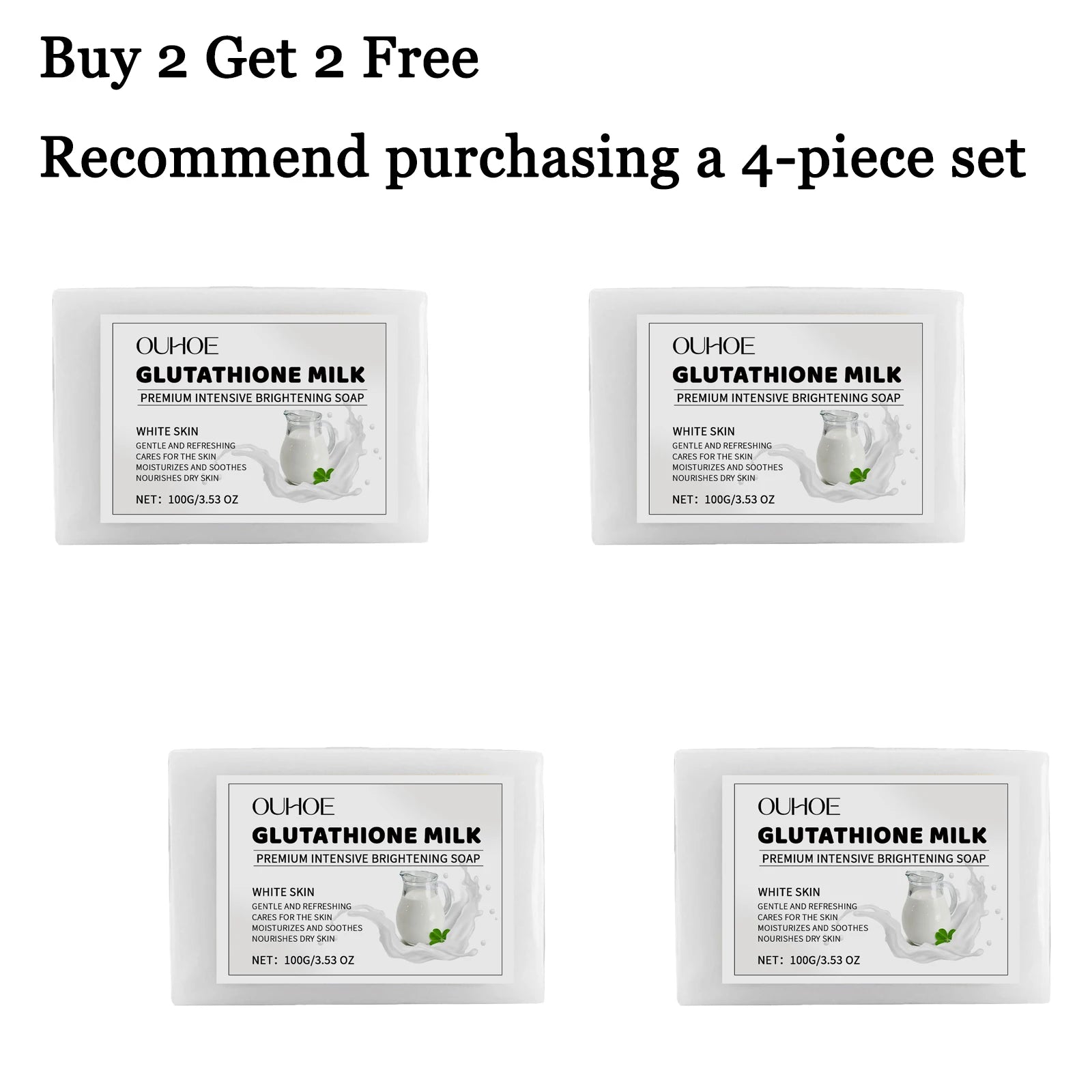 100G Glutahione Milk Body Soap Gentle Cleaning Pores Moisturizing Reduce Dryness Non-tight Enhance Smoothness Body Bathing Soap Oasis Select 4 pcs United States