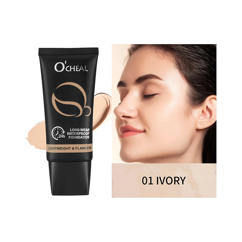 Ocheal 60g Full Coverage Foundation Cream Bronze Long Lasting Face Care Matte Sheer Liquid Concealer Contouring Makeup Cosmetics Oasis Select 01-IVORY 60g