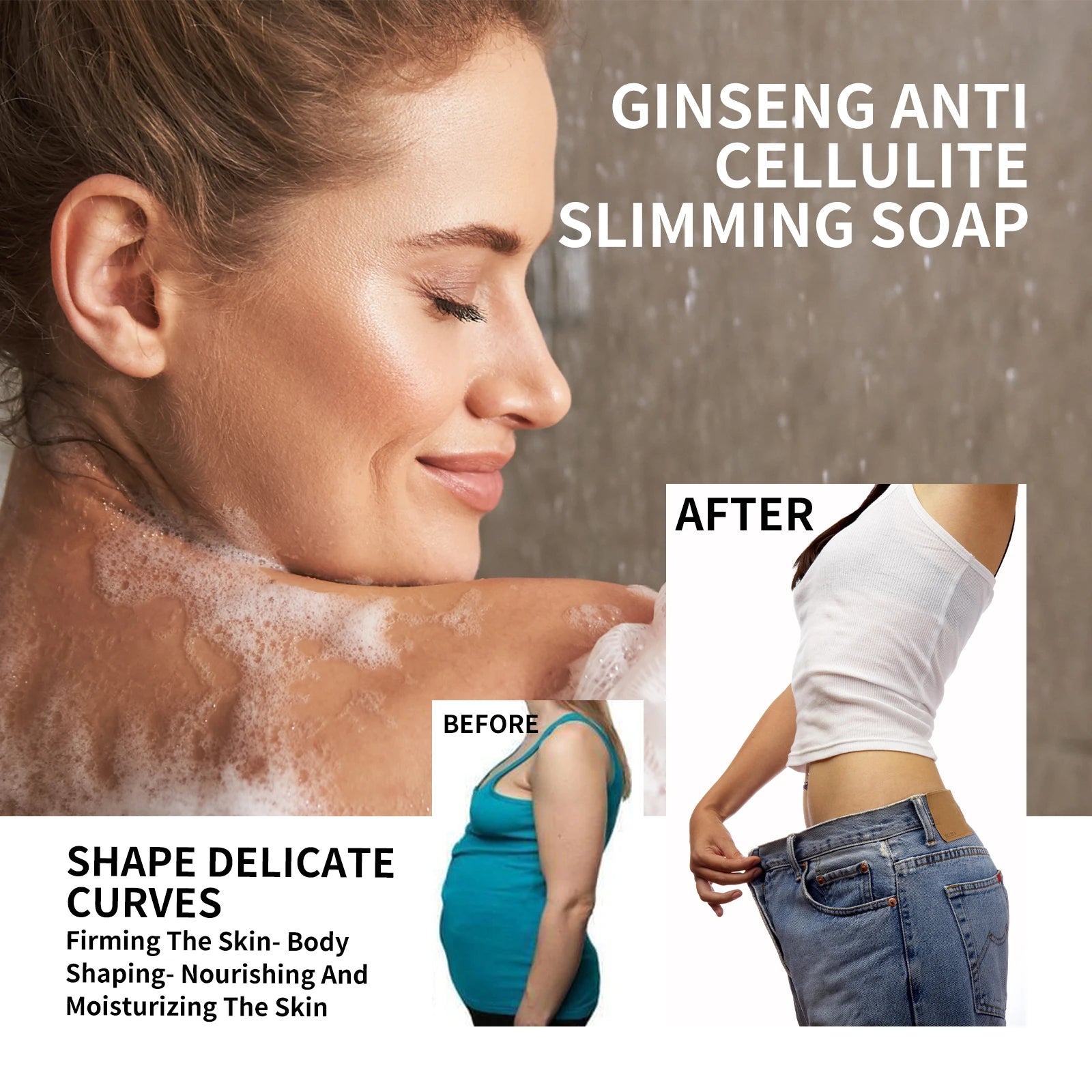 100G Ginseng Body Slimming Soap Gentle Cleaning Body Tightening Skin Moisturizing Enhance Skin Elasticity Improve Firmness Body Soap Oasis Select