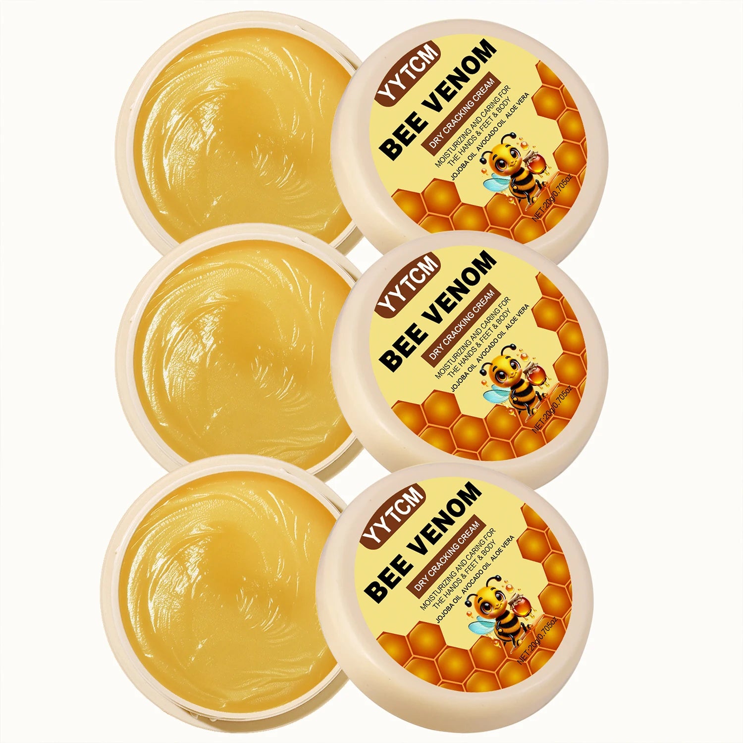 Bee Venom Dry Crack Moisturizing Cream, Hydrating & Nourishing for Autumn Winter, Smooth & Soft Skin Care, Hydrating Foot Cream Oasis Select 3Pcs 20g
