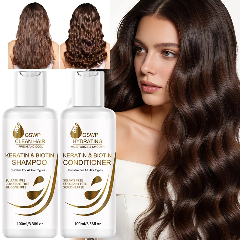 GSWP Keratin Biotin Shampoo & Conditioner, Moisturizes Hair & Scalp, Strengthens Hair,Deeply Cleanses and Moisturizes Hair.200ml Oasis Select Hair Care Set