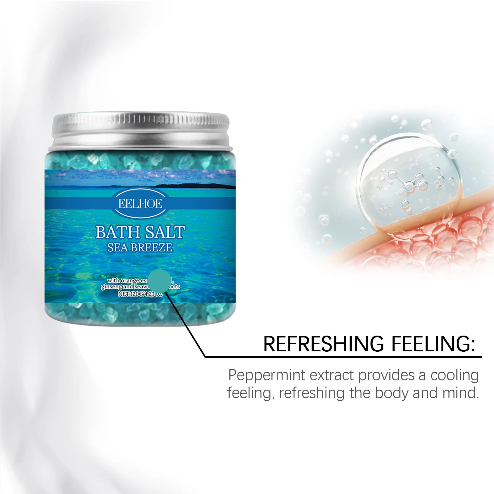 120G Bathing Sea Salt Gentle Cleaning Skin Enhance Smoothness Non-sticky Eliminate Sweat Odor Refreshing Exfoliate Bathing Cream Oasis Select