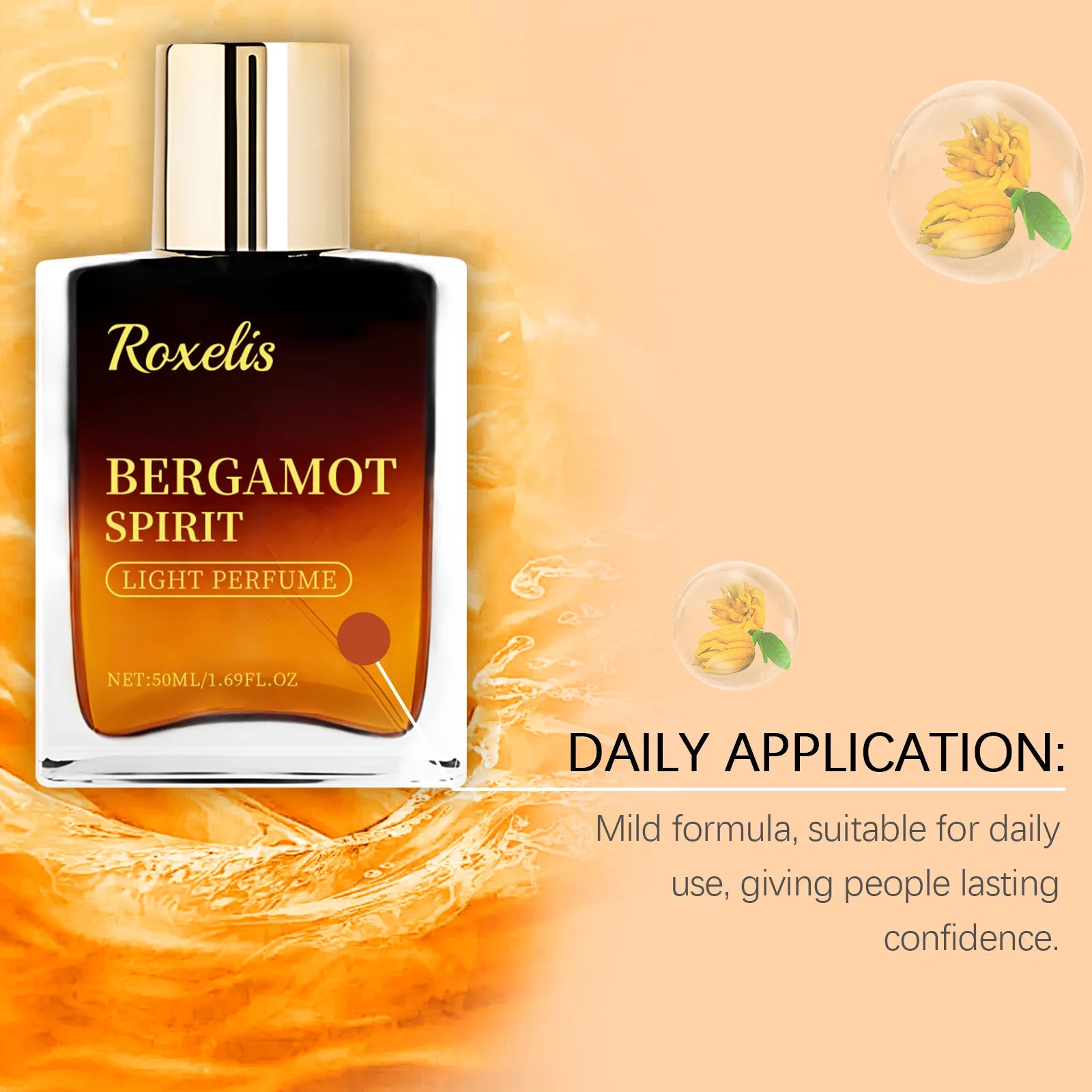 Roxelis Fresh Bergamot Perfume Light Natural Citrus Scent Long Lasting Refreshing Vibrant Charming Body Mist for Women Oasis Select