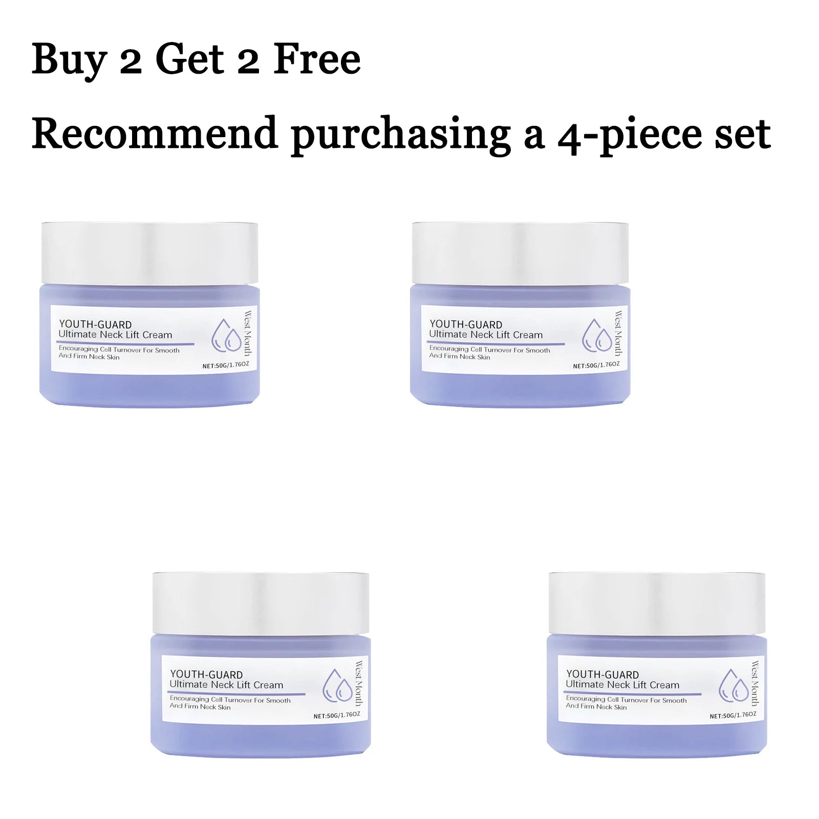 50g Neck Care Cream Deep Nourishing Boosts Skin Elasticity Refreshing Non-greasy Tightening Lifting Fade Fine Lines Hydrating Neck Care Lotion Oasis Select 4 pcs United States