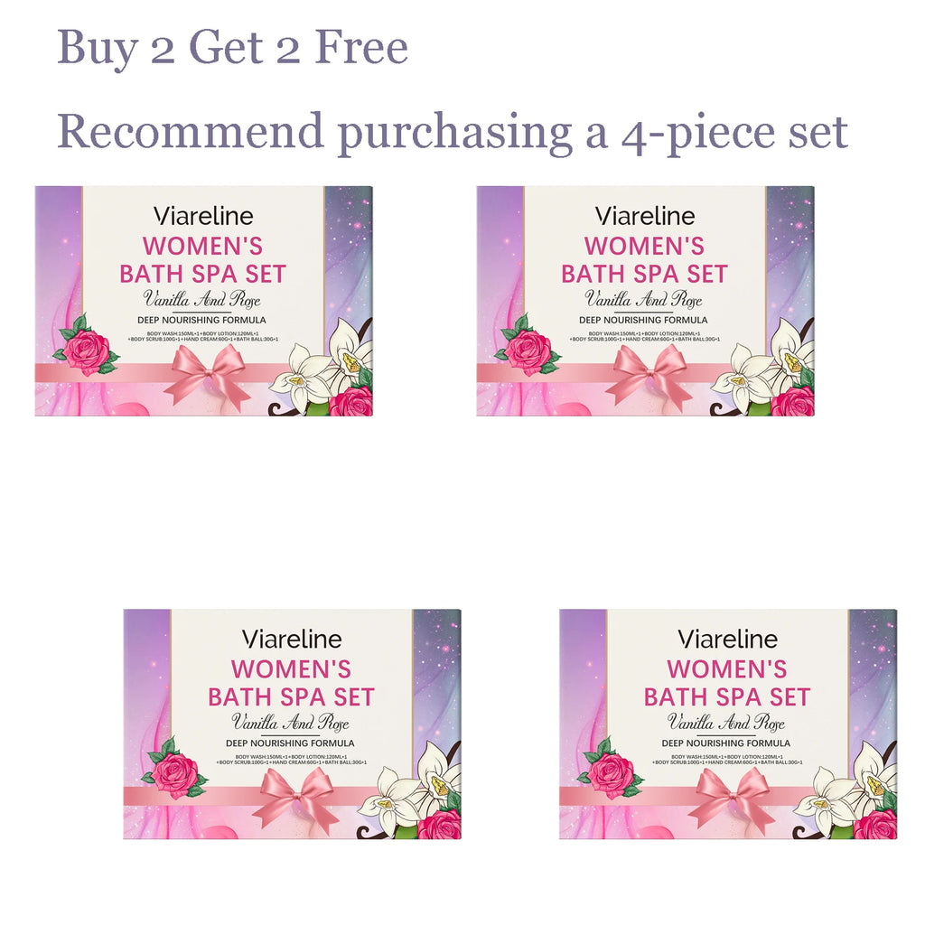 Floral Scent Women Bath Set Gentle Cleaning Dirts Reduce Dryness Smoothing Exfoliating Softening Body Skin Care Set for Gift Oasis Select 4 set United States