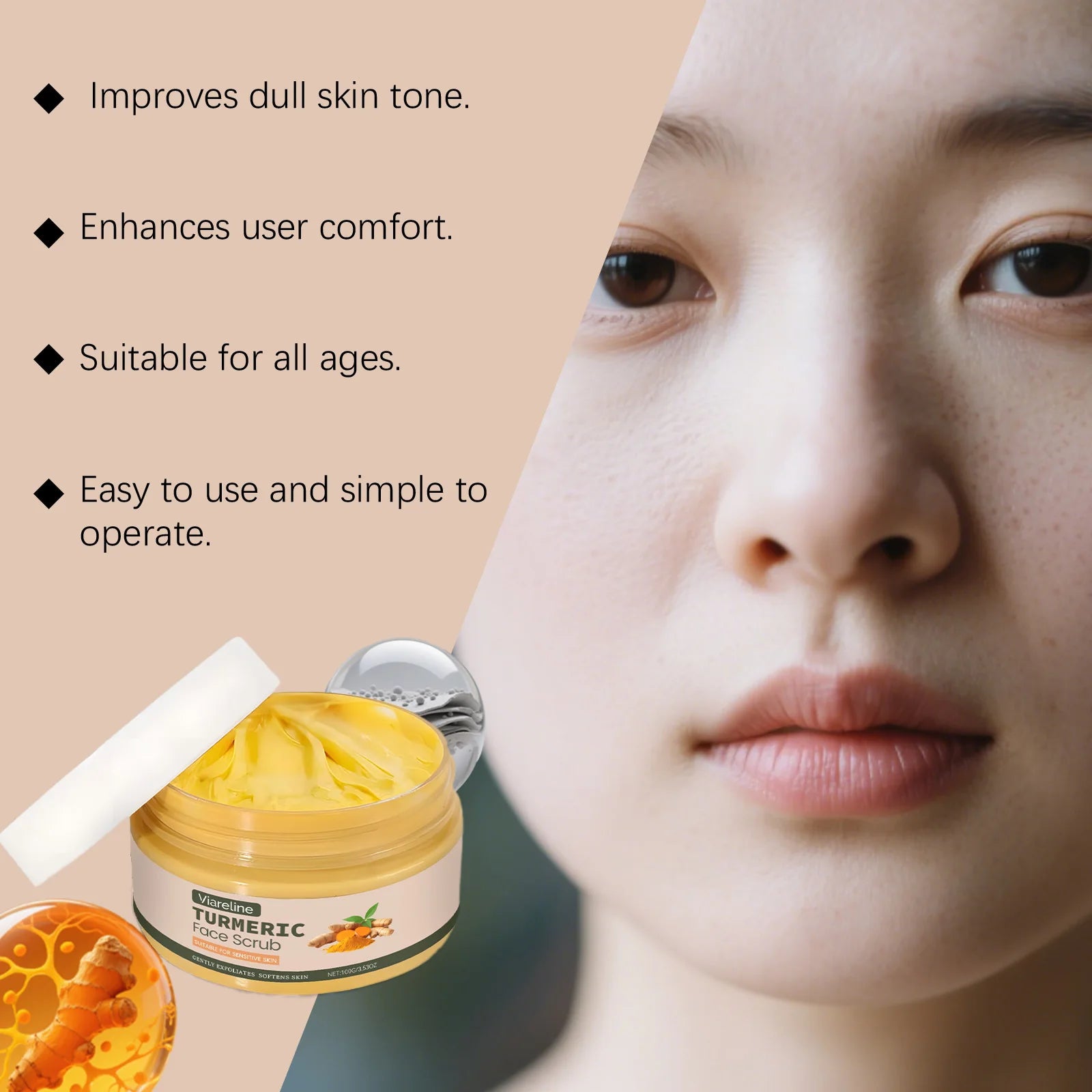 100G Turmeric Keratin Facial Scrub Gentle Cleaning Pore Exfoliating Dead Skin Enhance Smoothness Nourishing Softening Skin Scrub Oasis Select