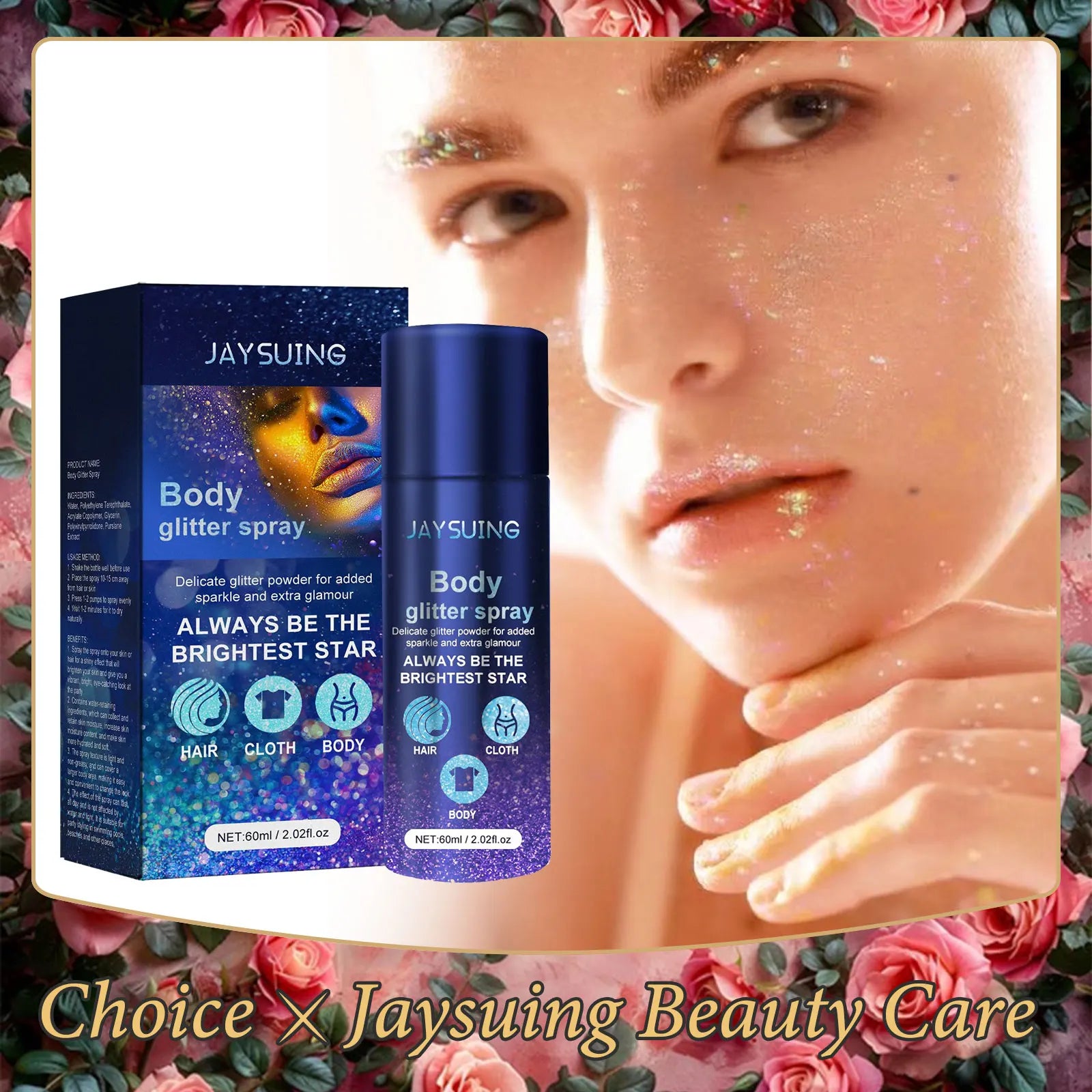 Body Glitter Highlighter Spray – Waterproof Shimmer Sparkle 60ml Body Glitter Spray Oasis Select