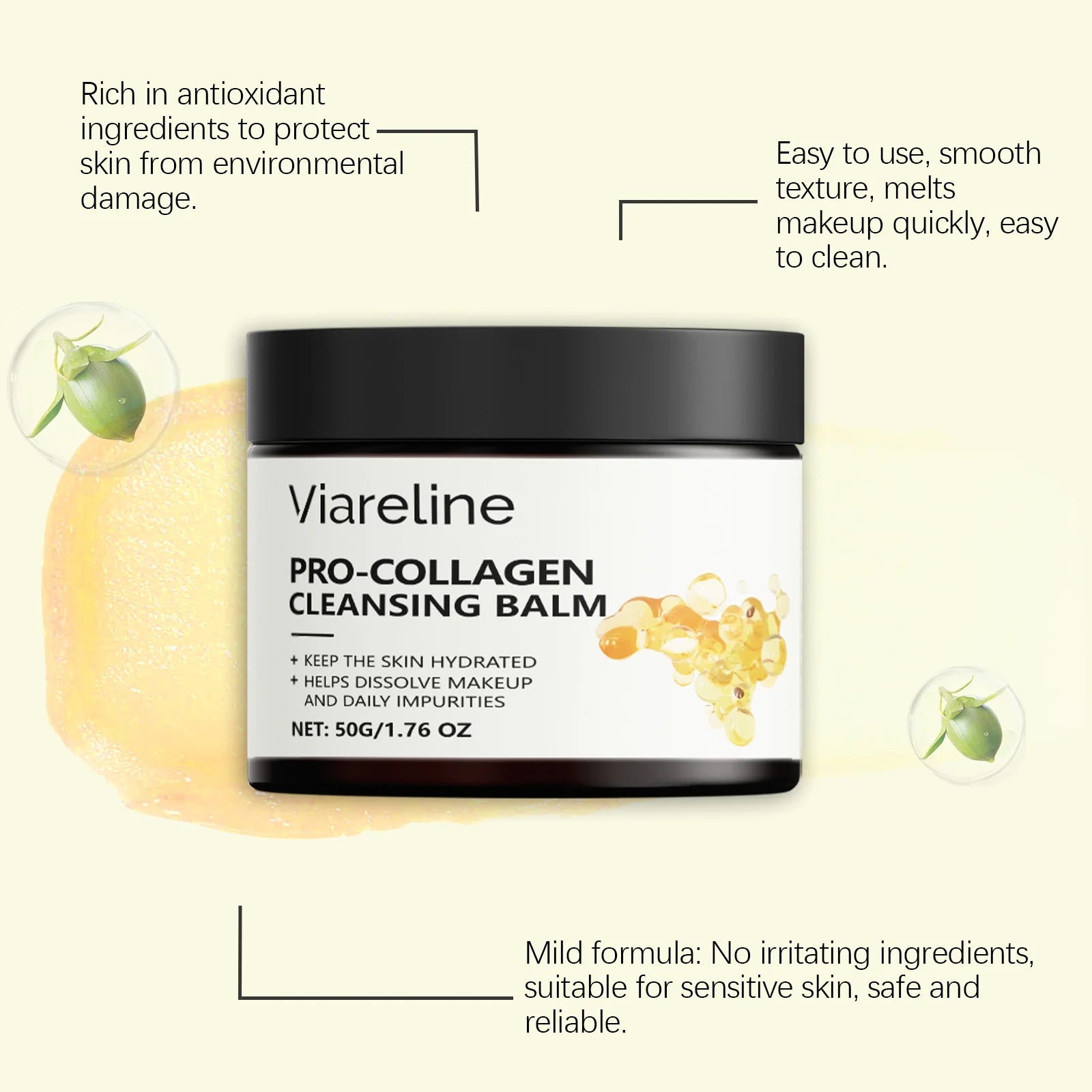Collagen Face Makeup Remove Cream Gentle Cleaning Non-irritating Quick Dissolve Makeup Refreshing Oil Control Face Makeup Remove Oasis Select