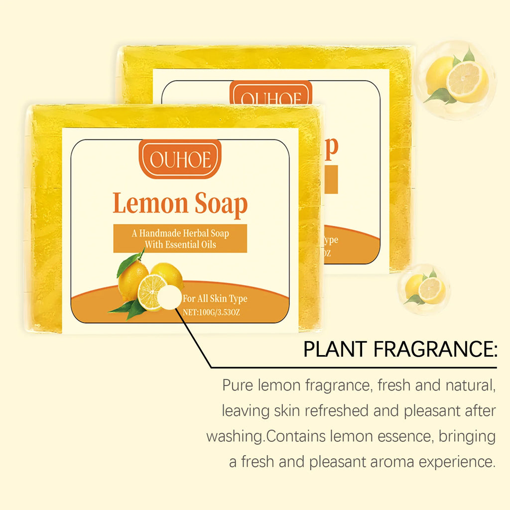 100G Lemon Scent Body Soap Oil Control Refreshing Moisturizing Skin Cleaning Pores Brightening Natural Body Washing Soap Oasis Select