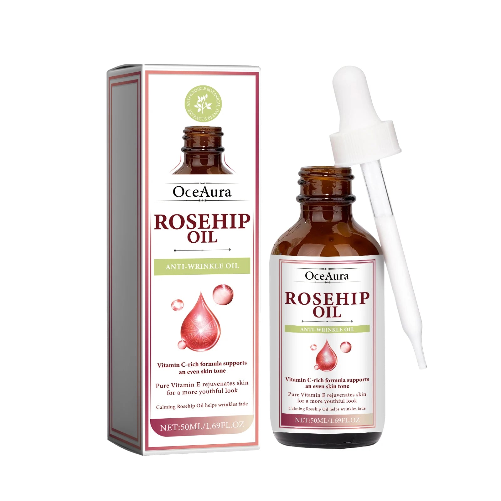 Oceaura Rosehip Oil Face Serum Fade Fine Lines Moisturizing Remove Wrinkles Improve Skin Elasticity Firming Facial Serum Oasis Select 50ml United States