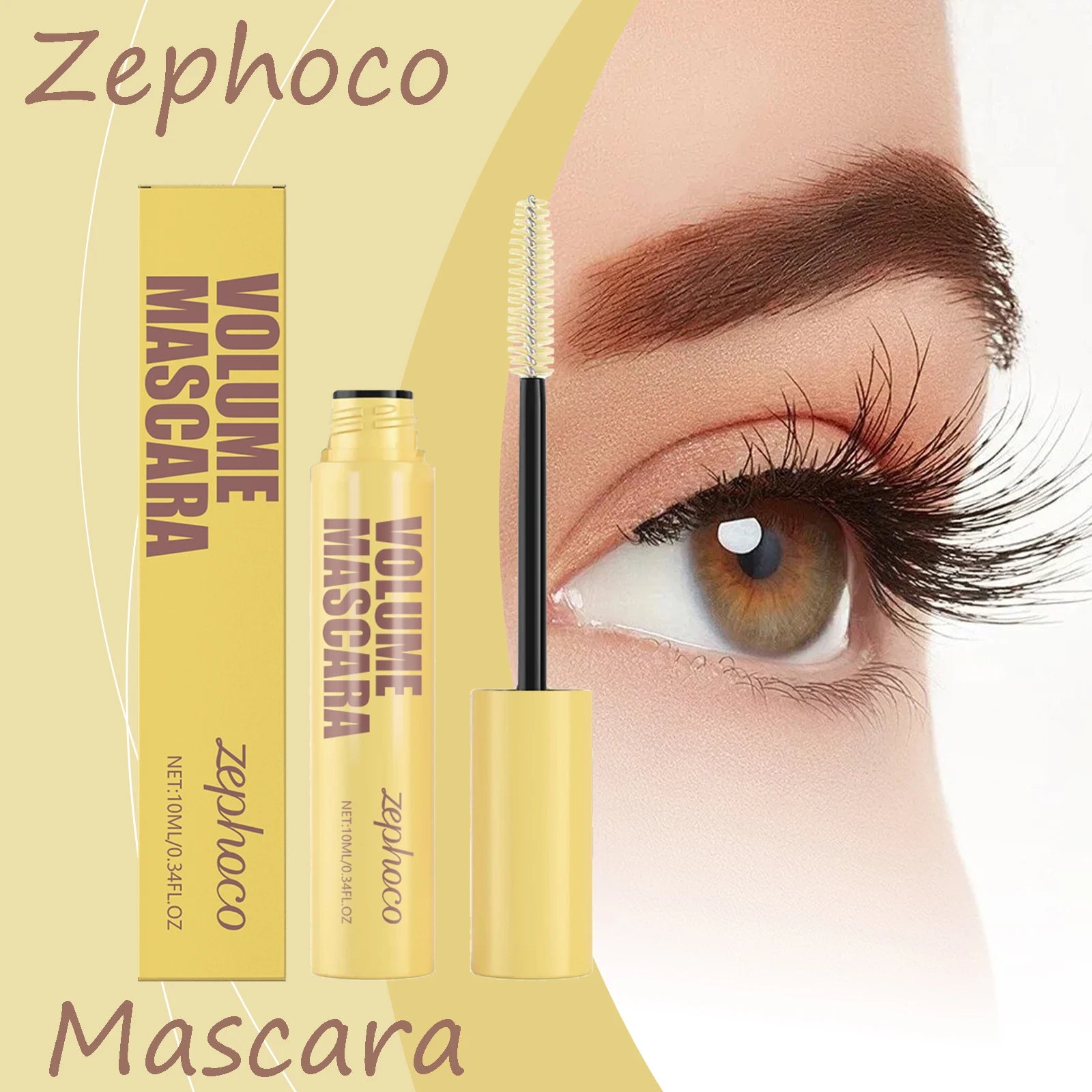 Zephoco Lengthening Mascara Waterproof Sweatproof Quick Dry Thickening Curling Volumizing Mascara Natural Long Eyelash Makeup Oasis Select