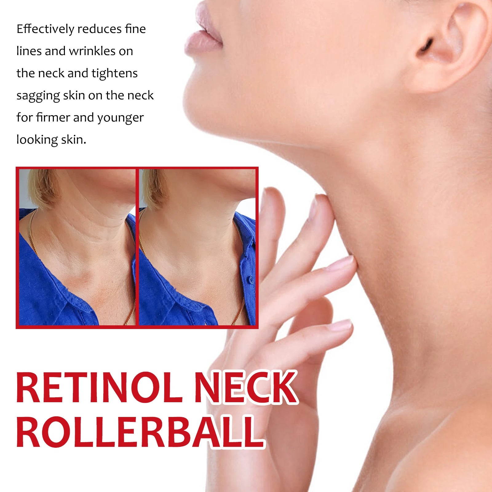 10ML Retinol Neck Serum Roller Daily Moisturizing Enhance Firmness Glowing Fade Fine Lines Smoothing Non-greasy Lifting Glowing Neck Care Serum Oasis Select