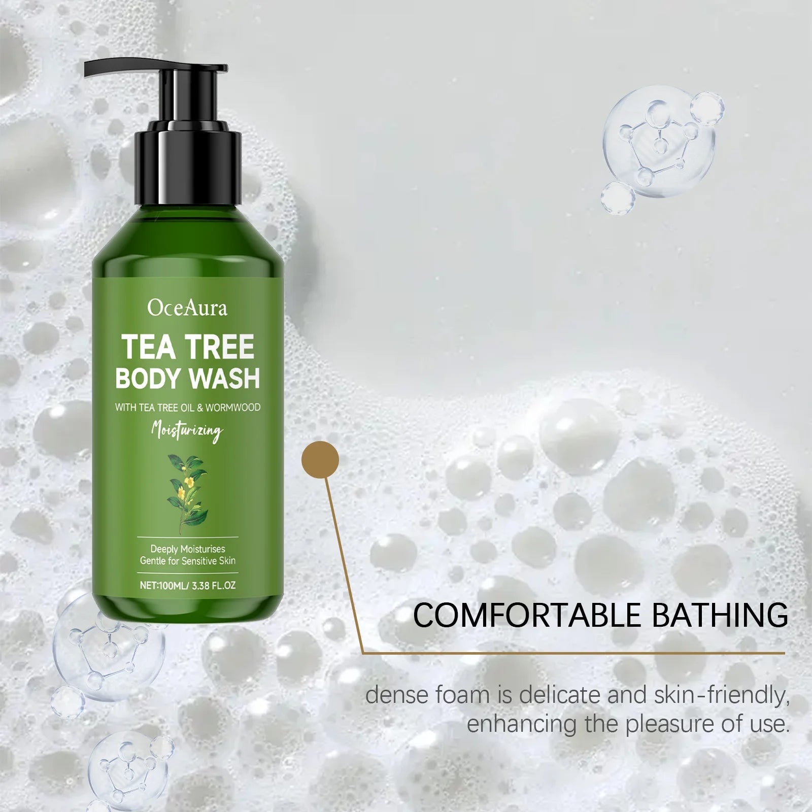 100ML Tea Tree Body Shower Gel Natural Nourishing Lasting Moisturizing Gentle Cleaning Pores Lasting Refreshing Body Wash Gel Oasis Select