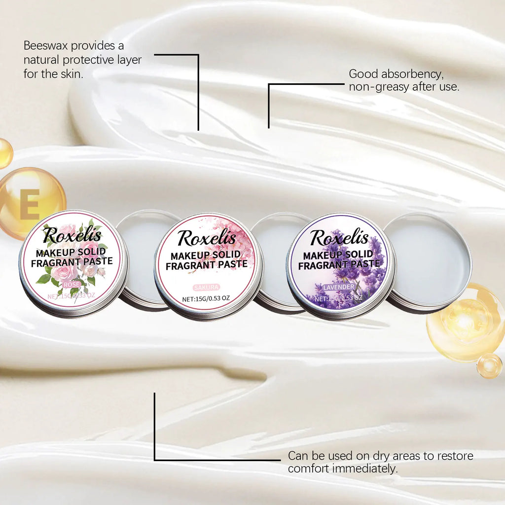 Roxelis Floral Solid Perfume Portable Pocket Elegant Fragrance Lasting Enhance Charms Body Deodorant Female Makeup Solid Balm Oasis Select