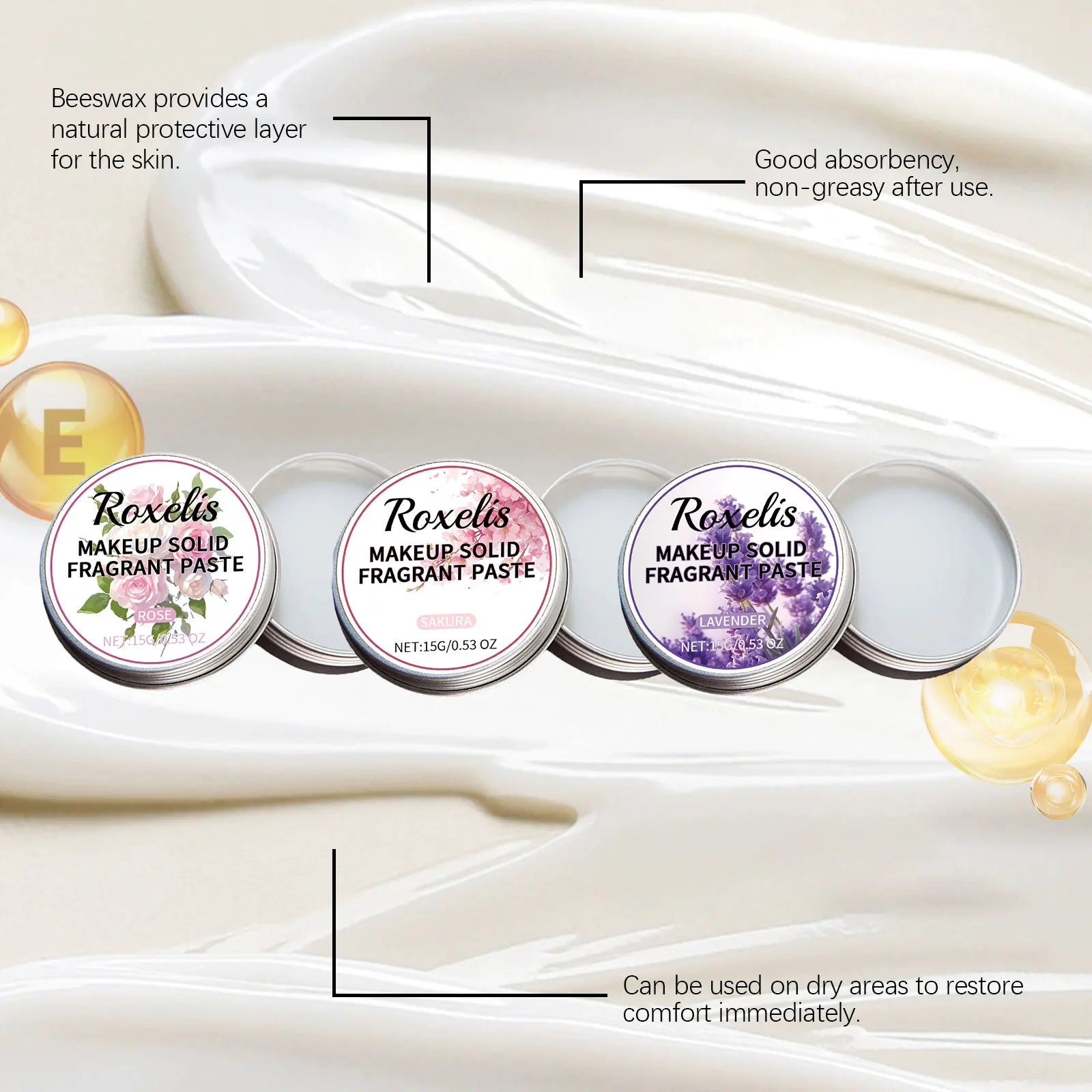 Roxelis Floral Solid Perfume Portable Pocket Elegant Fragrance Lasting Enhance Charms Body Deodorant Female Makeup Solid Balm Oasis Select