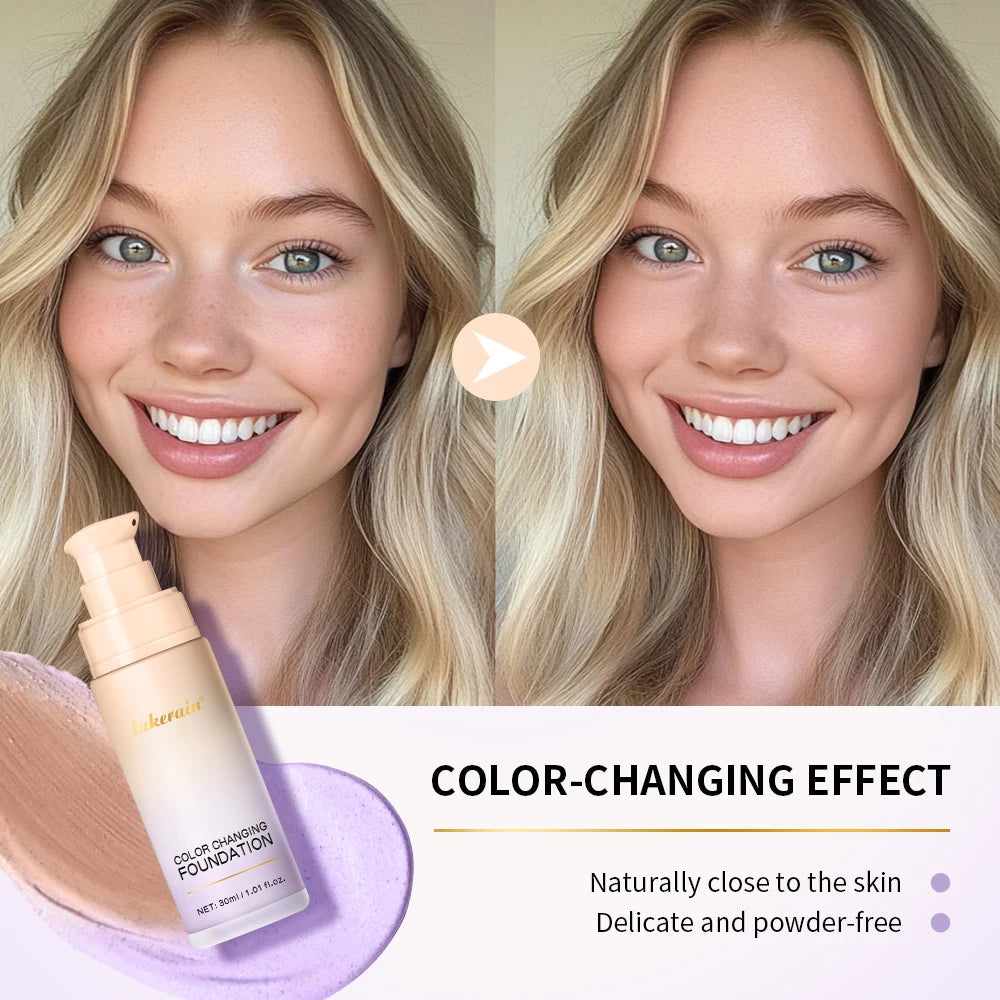 Lakerain Color Changing CC Cream – Matte Waterproof Foundation Color Changing Foundation Oasis Select 2Purple