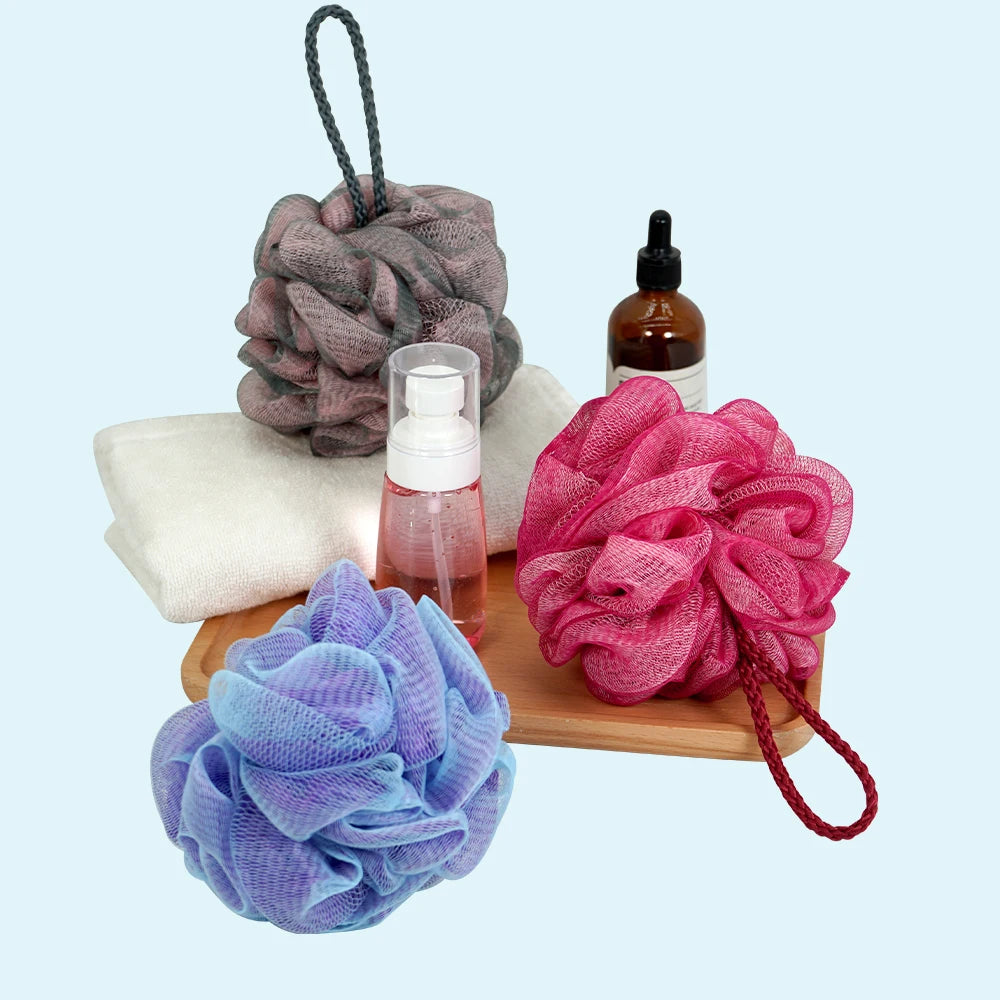 Shower Mesh Sponge Bath Puffs Bubble Ball Exfoliating Bath Sponge Body Scrubber Soft Cleanser Skin Scrub Bathroom Accessories Oasis Select