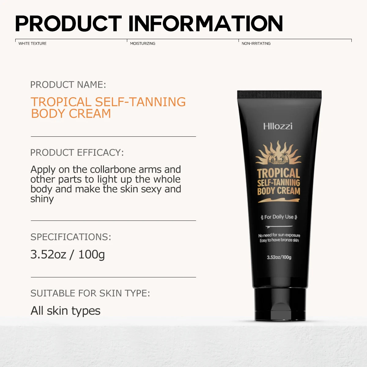 self-tanning lotion can be used on all parts of the face and body to hydrate and moisturize. faster and deeper tanning effects Oasis Select