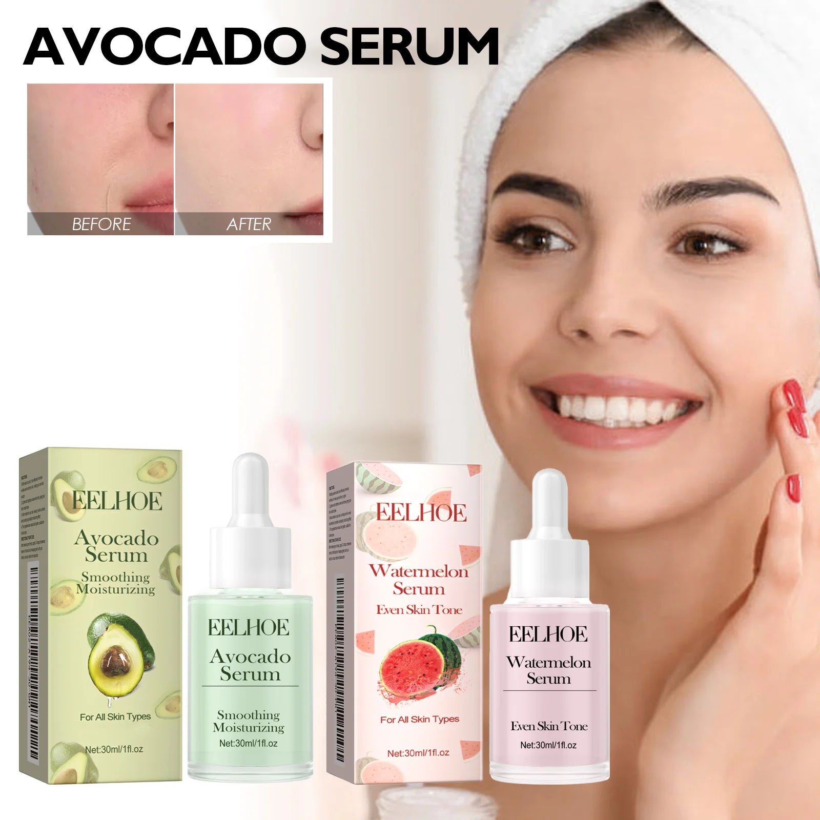 30ml Watermelon Serum Moisturizing Nourishing Enhance Smoothness Anti-oxidant Fade Fine Lines Reduce Dryness Softening Glowing Face Serum Oasis Select