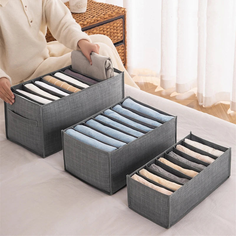 1pc Pants Storage Box, Jeans Divider Storage Box, Wardrobe 9 Grids Storage Basket Oasis Select