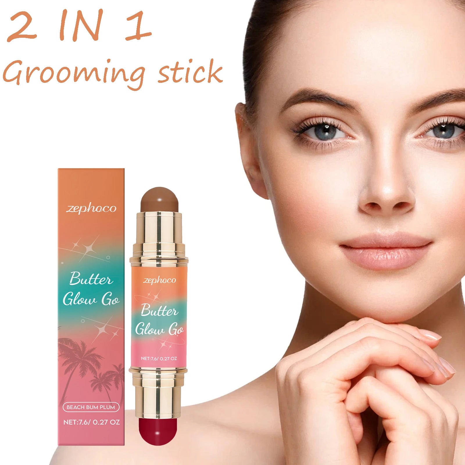 2 in 1 Grooming Makeup Stick Double Headed Bronzer Blush Non-sticky Light Soft Lasting Makeup Glow Makeup Contourining Stick Oasis Select
